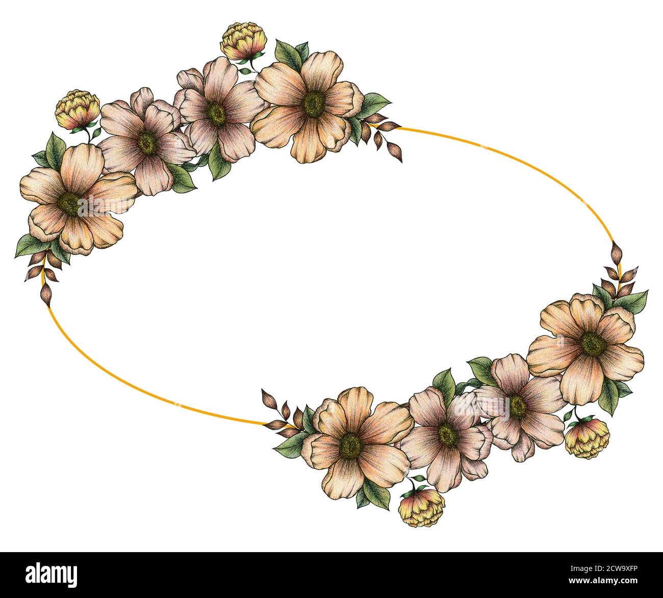 Autumn Colored Floral Wreath Fall Colors Floral Frame Decoration For Autumn Celebration Wedding Invitation Or Cards Autumnal Floral Frame Template Stock Photo Alamy