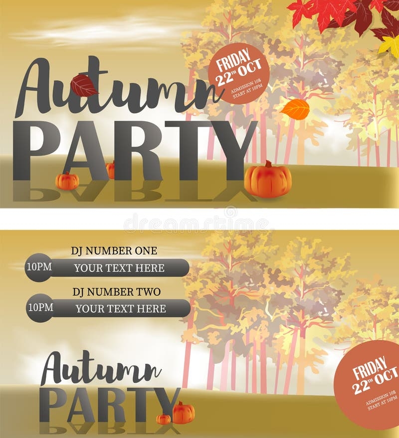 Autumn Invitation Card Templates Design For A Party Stock Vector Illustration Of Abstract Colour 125666268