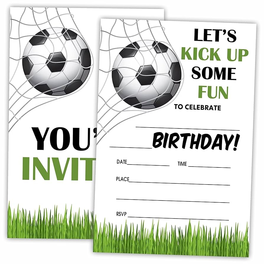 AWSICE Soccer Birthday Party Invitations Sports Invite Cards 20 Pack With Envelopes Birthday Party Supplies Decorations 4