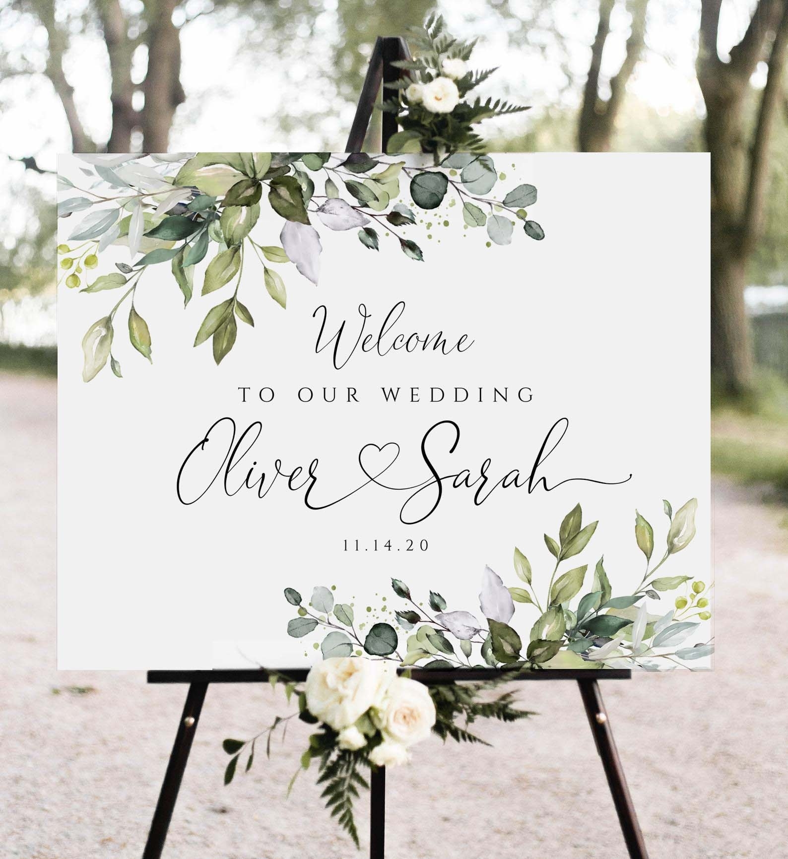 Banners Signs DIY Floral Wedding Editable Welcome Sign Template 