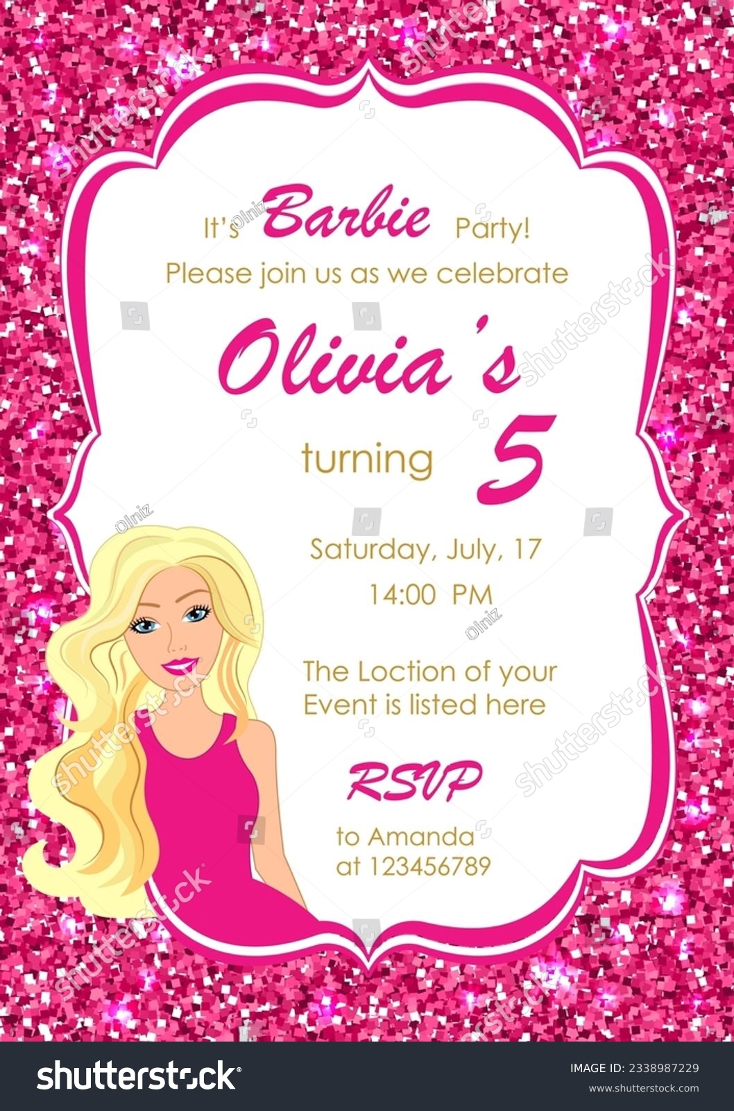 Barbie High quality Birthday Invitation Digital Theme