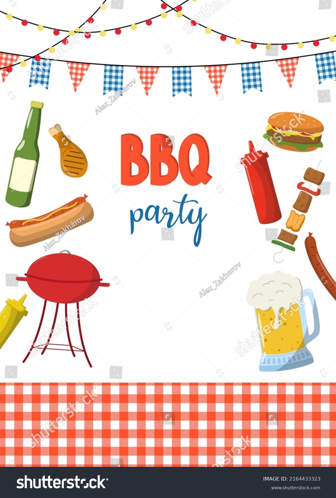 Bbq Party Invitation Template Summer Barbecue Stock Vector Royalty Free 2164433323 Shutterstock
