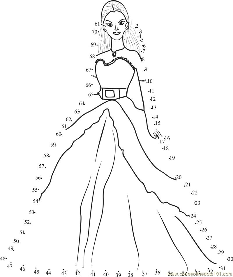Beautiful Barbie Dot To Dot Printable Worksheet Connect The Dots