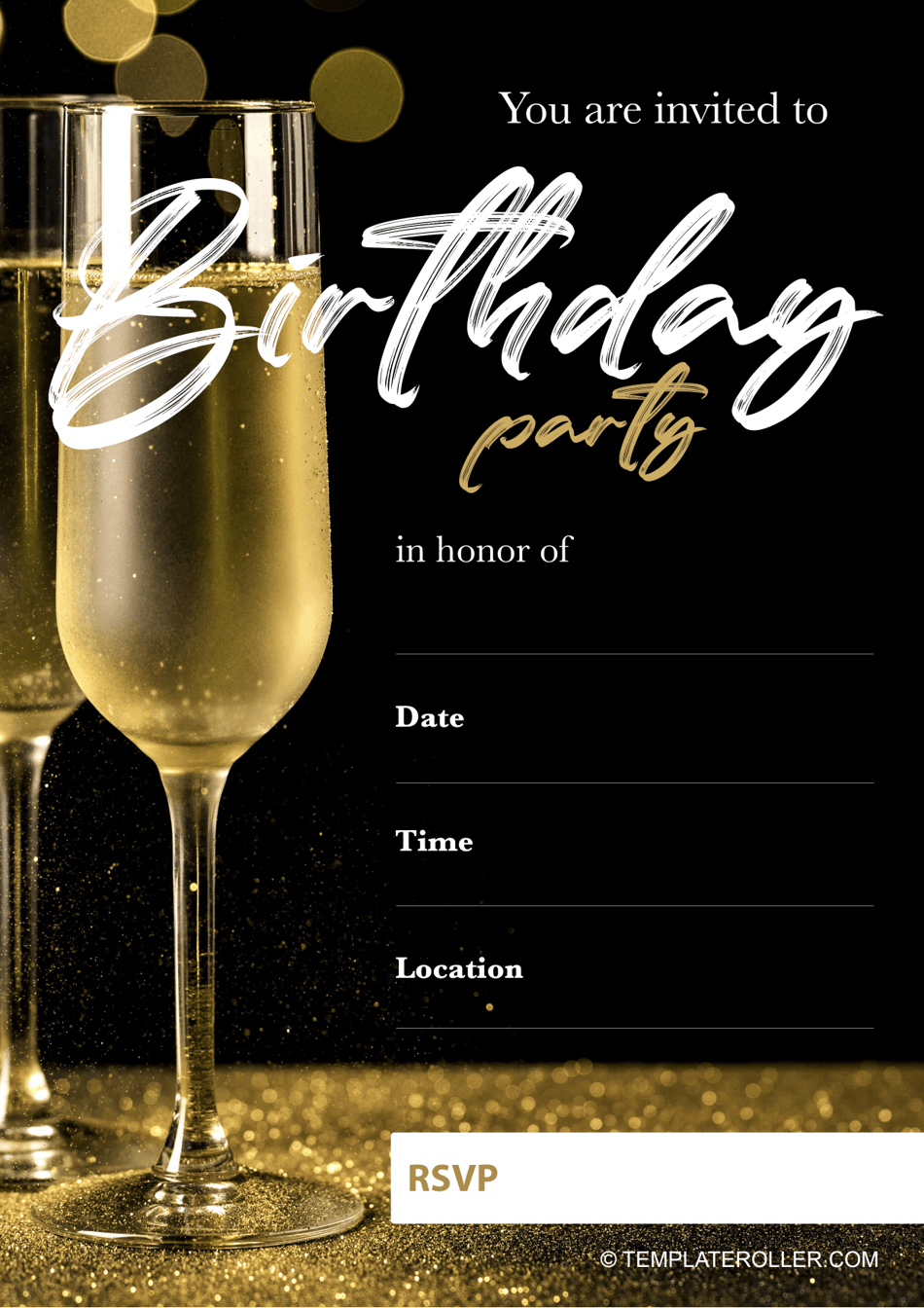 Birthday Party Invitation Template Black Download Printable PDF Templateroller