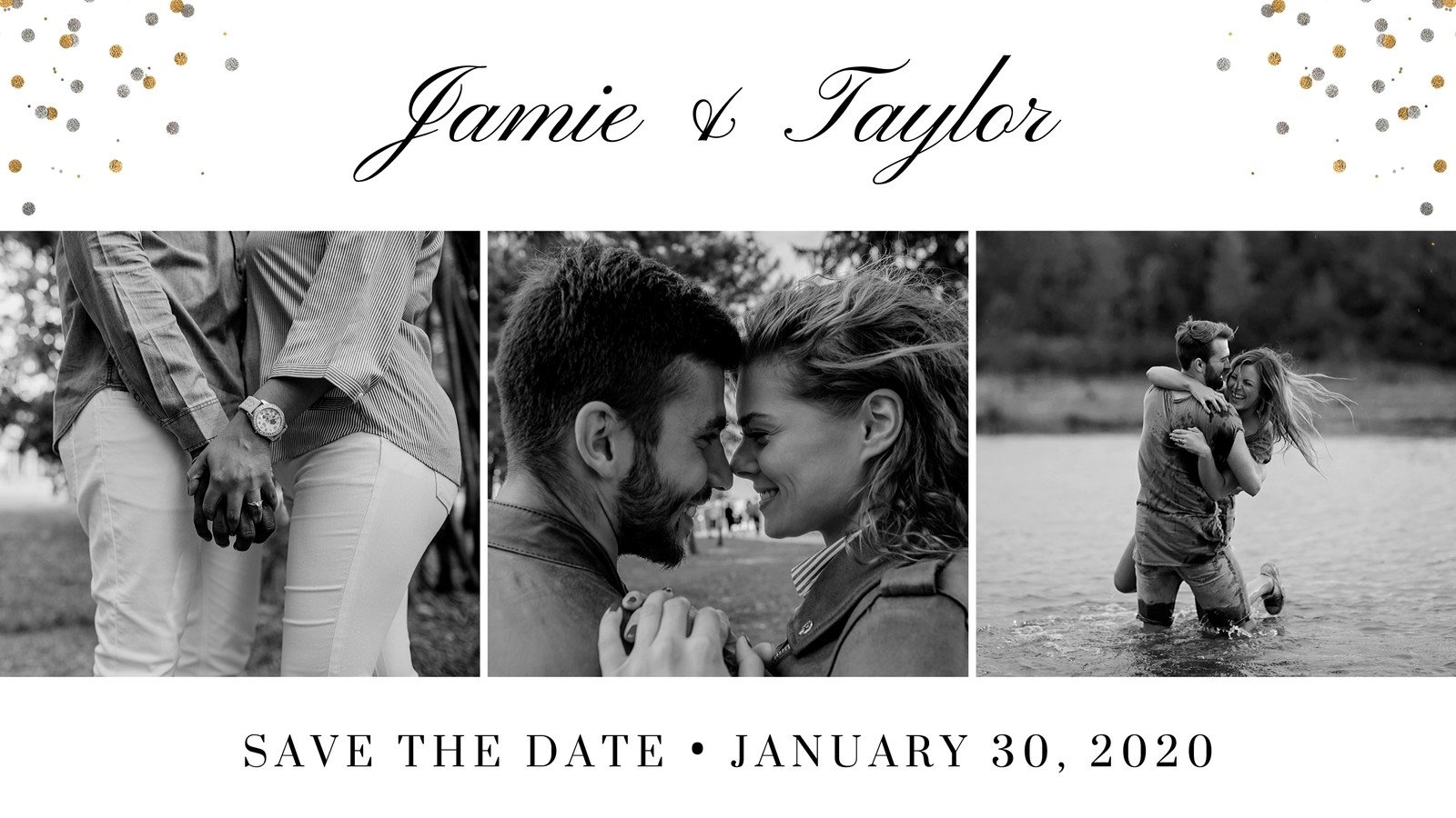 Black And White Wedding Save The Date Slideshow Video