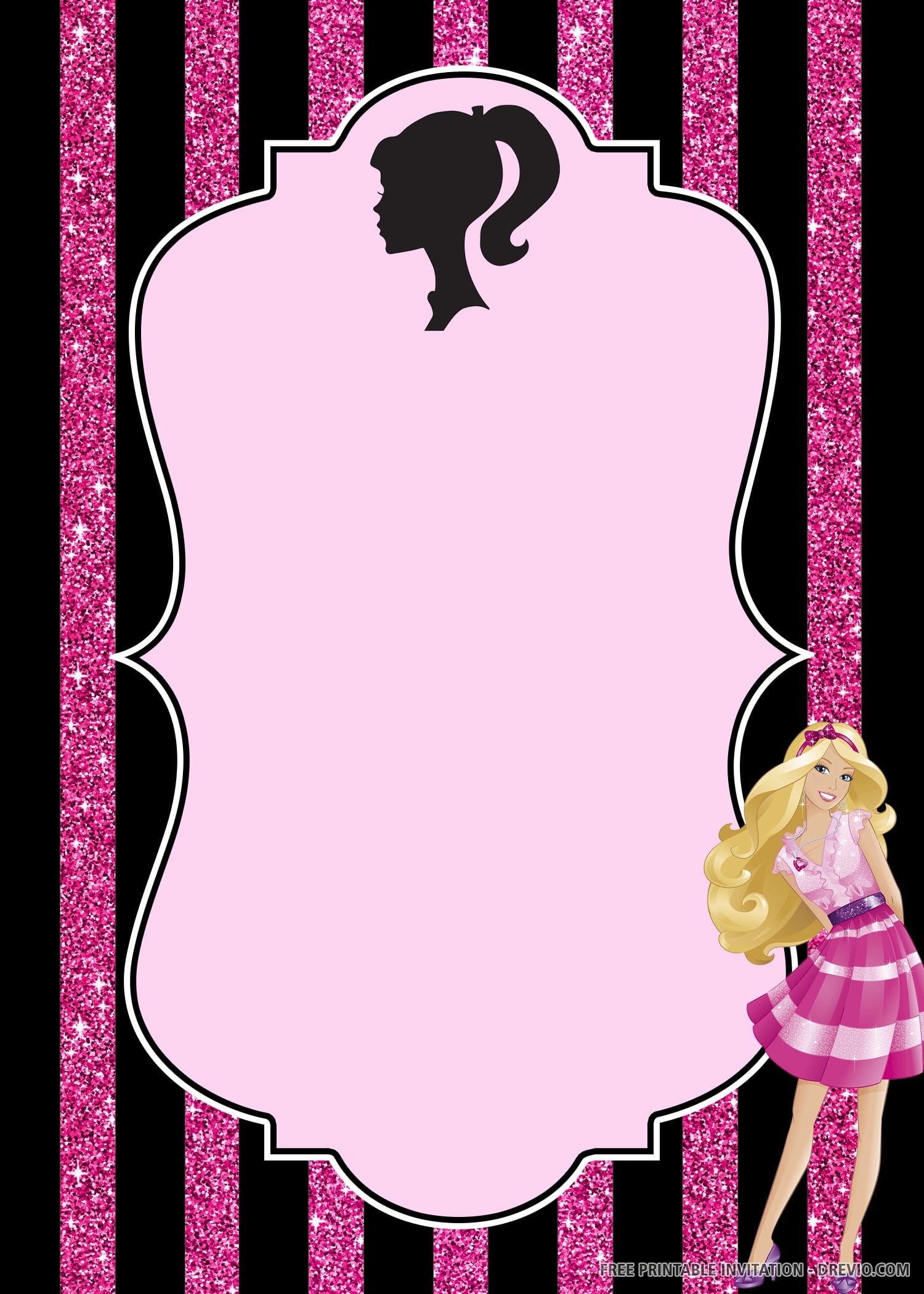 Black Barbie Birthday Invitations