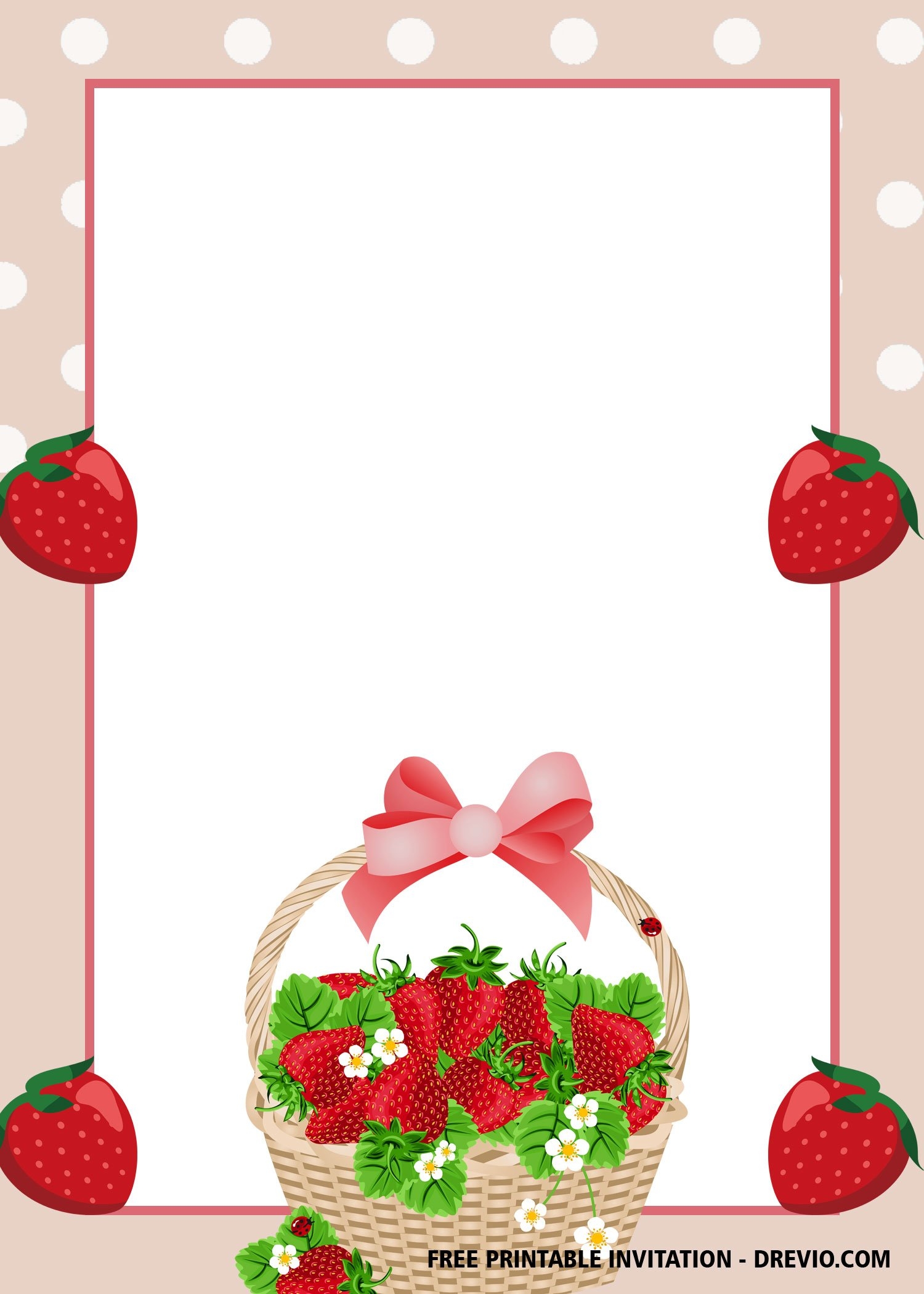 Blank Strawberry Shortcake Invitation Template