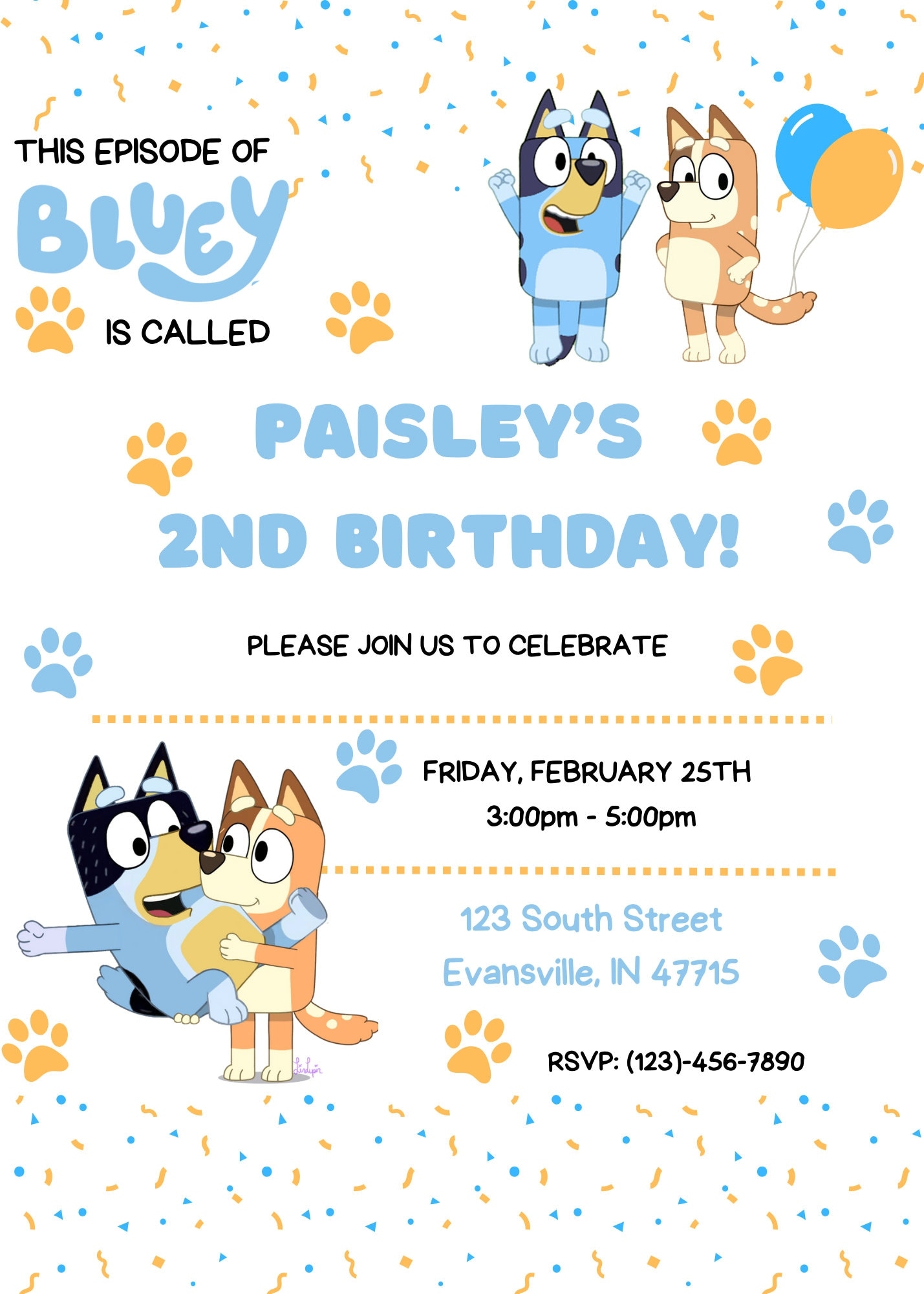 Bluey Birthday Invitation Birthday Template Printable CANVA Kids Invitation Toddler Birthday Invitation Birthday