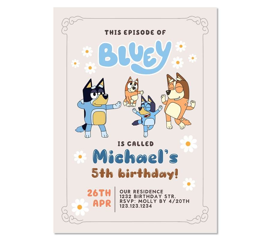 Bluey Birthday Party Invitation Edit Online Instant Download
