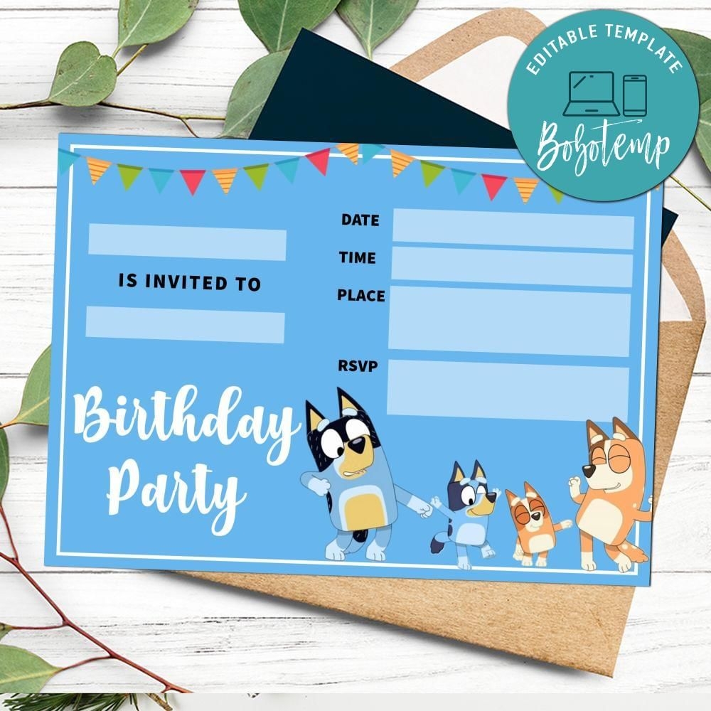 Bluey Fill In Blank Invitation Customizable Template DIY