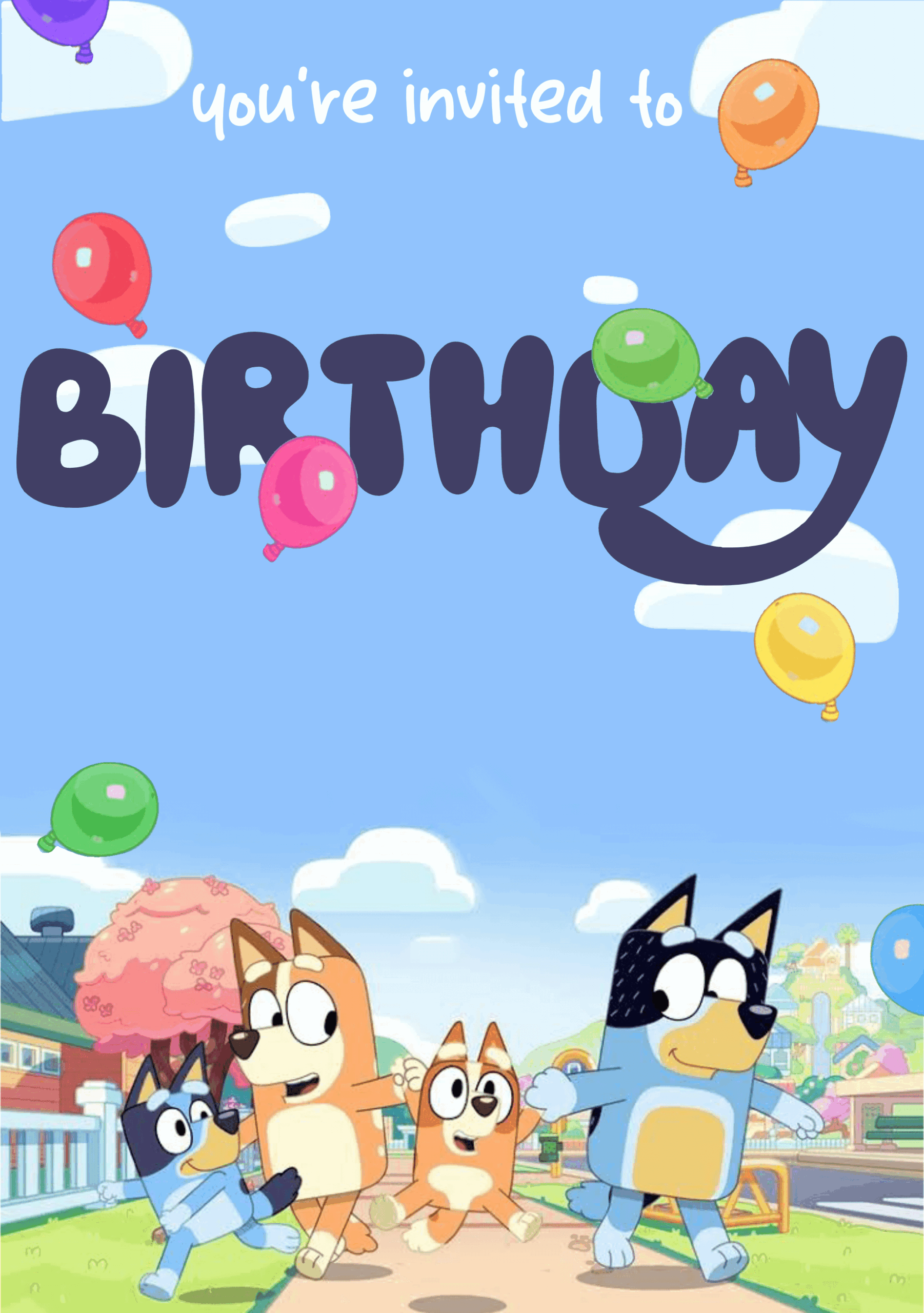 BLUEY Printable Kids Birthday Party Invitation Template By 