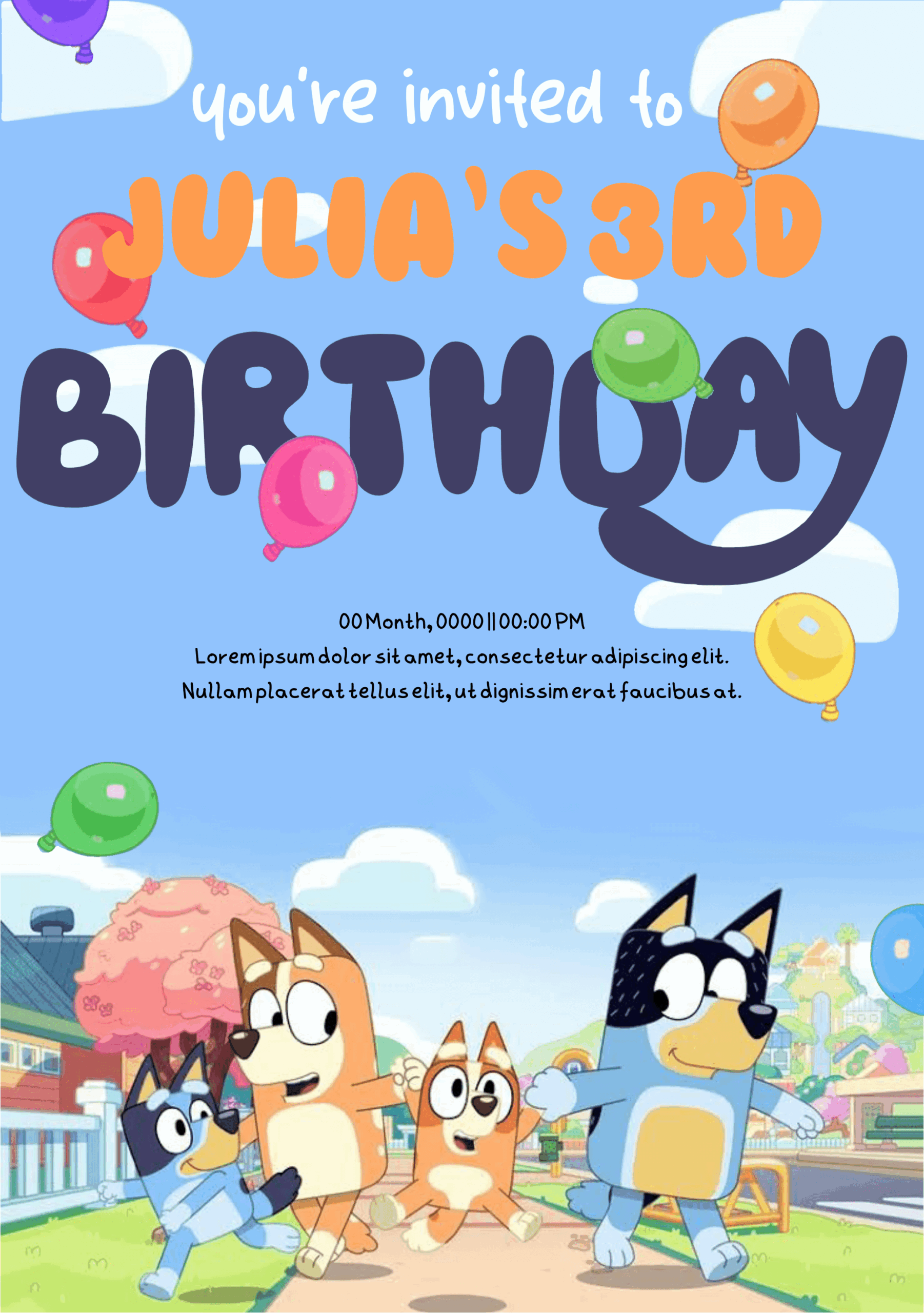 BLUEY Printable Kids Birthday Party Invitation Template By Undefined Raket PH