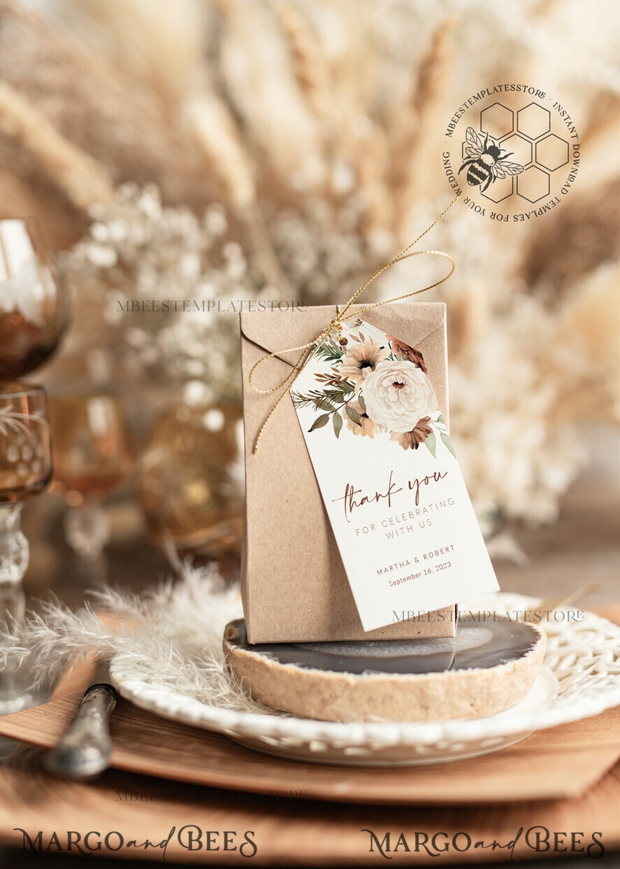 Boho Favor Tag Template Rustic Favor Tag Template Editable Thank You Tag Printable Wedding Gift Tags Party Tags Wboho10