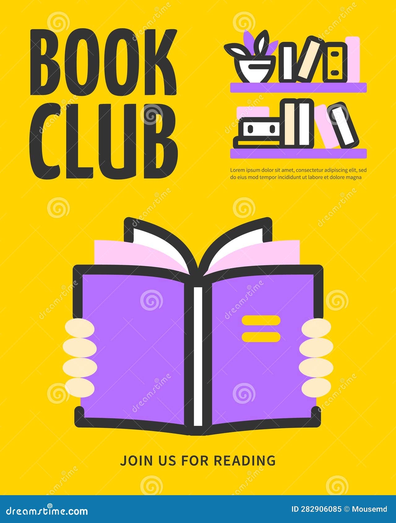 Book Club Invitation Placard Poster Banner Card Template Vector Stock Vector Illustration Of Invitation Placard 282906085