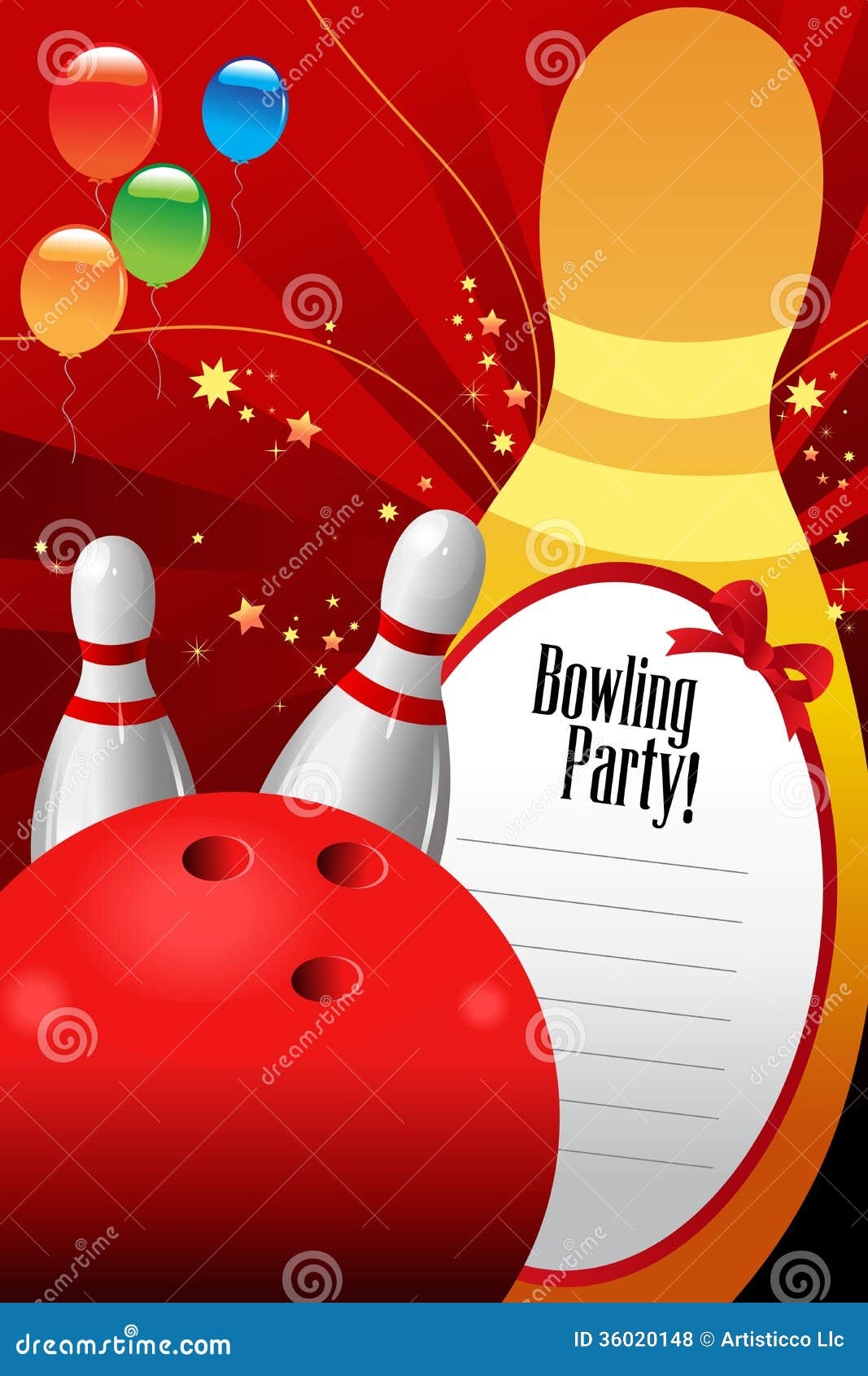 Bowling Party Invitation Template Stock Vector Illustration Of Sport Party 36020148