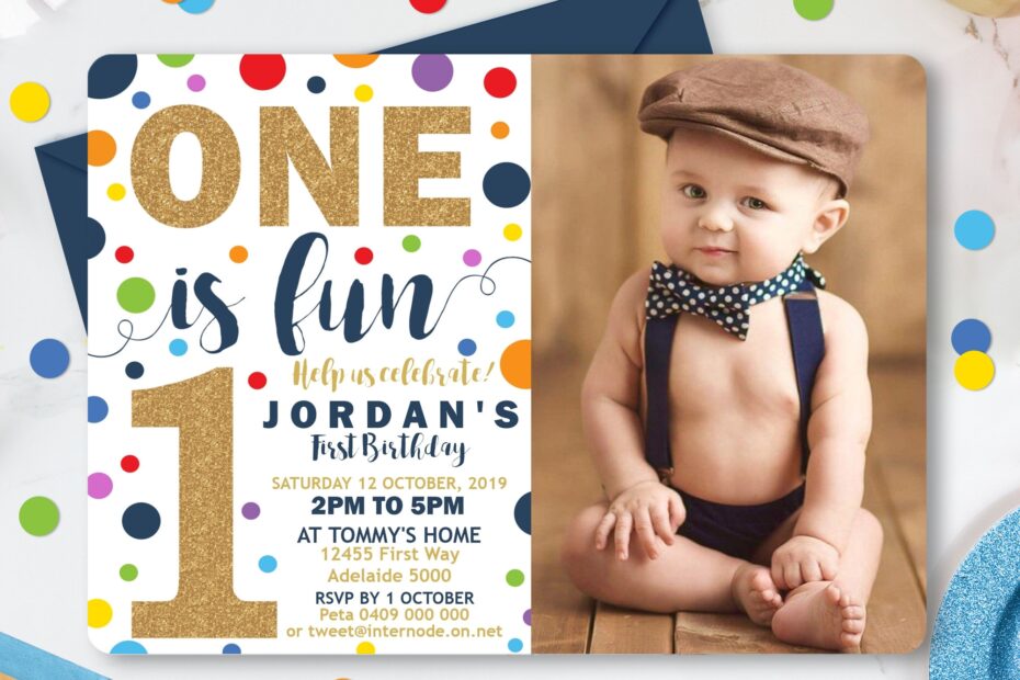 BOY 1st BIRTHDAY Invitation Editable Boy First Birthday Invitation One Is Fun First Birthday Boy Invitation First Birthday Corjl Invitation Etsy