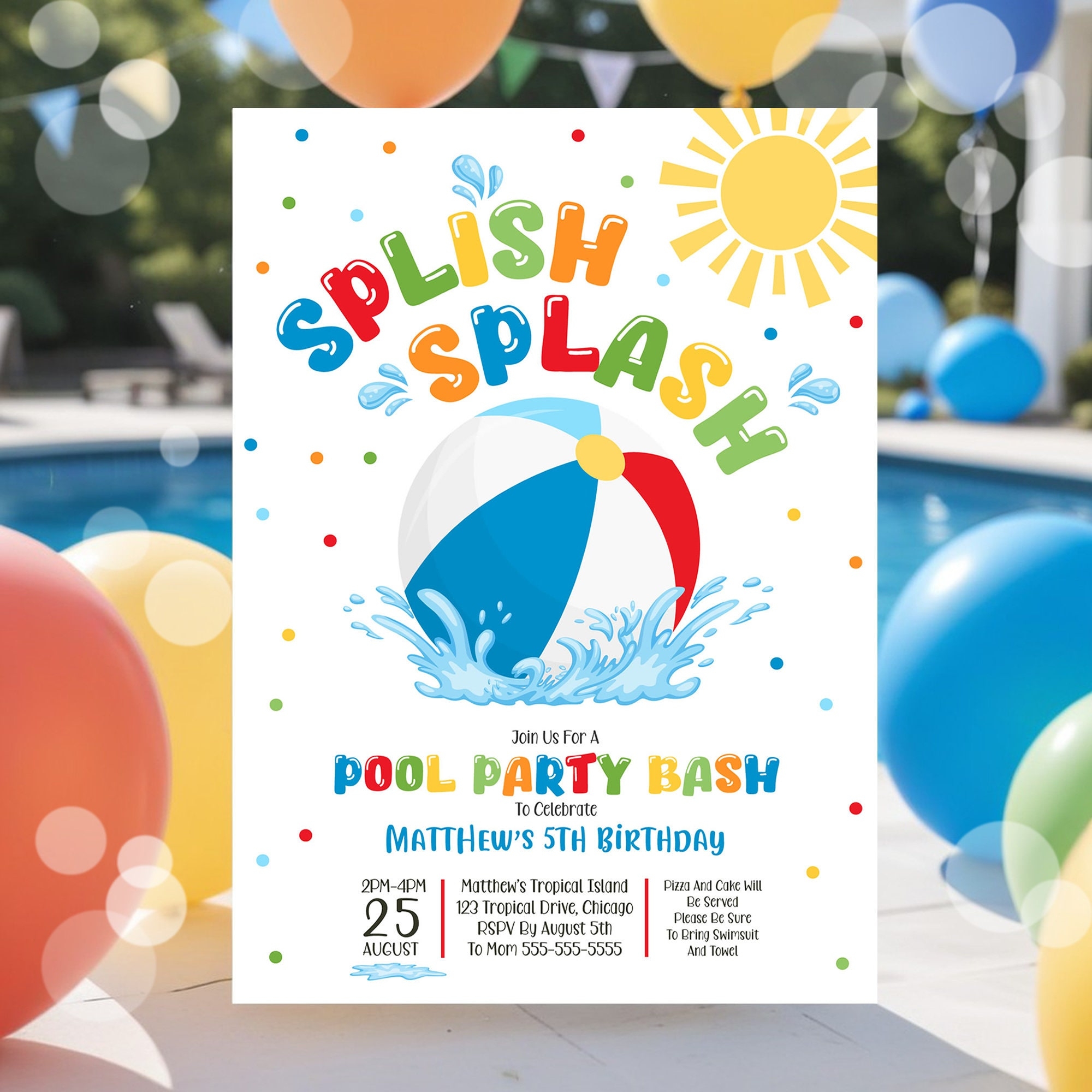 Boys Pool Party Invitation Template Splish Splash Pool Party 
