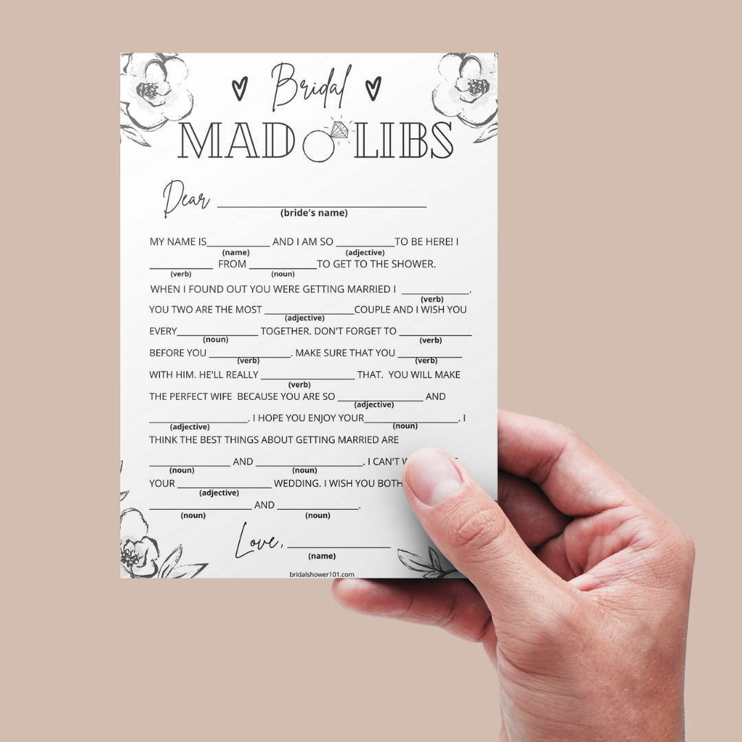 Bridal Mad Libs Printable Shop Bridal Shower 101
