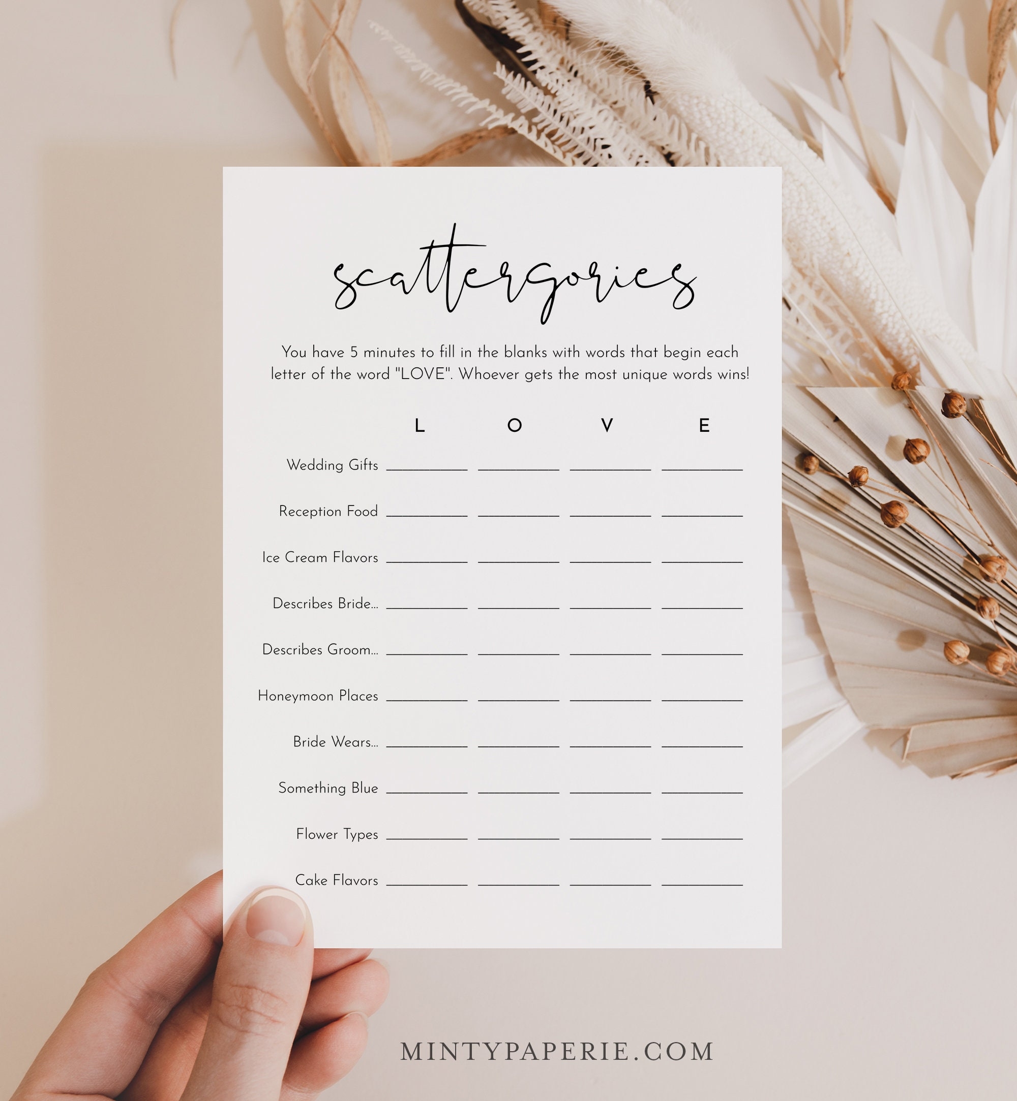 Bridal Scattergories Game Minimalist Bridal Shower Game Wedding Scattergories Editable Template Instant Download Templett 0031 15BRG Etsy