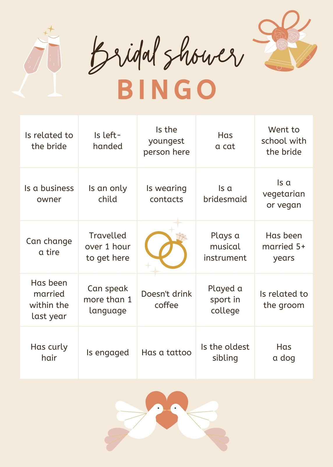 Bridal Shower Bingo Template Free Printable Free Printables Hub