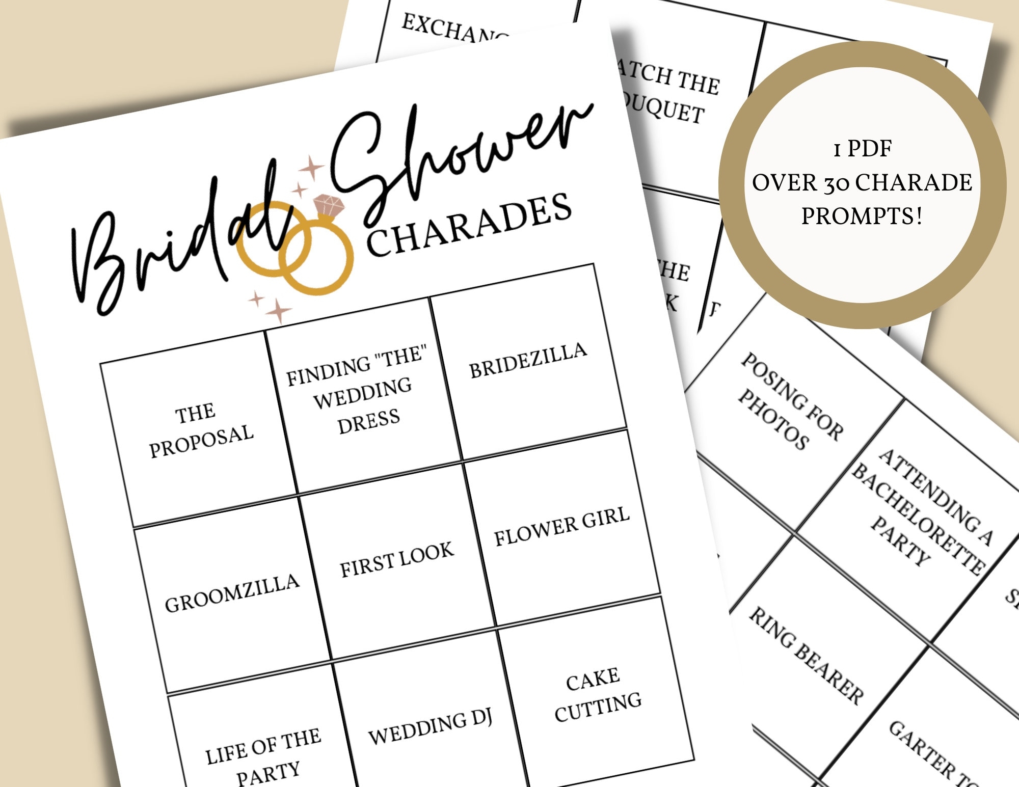Bridal Shower Charades Game Printable Wedding Shower Charades Questions Bachelorette Charades Game Cards Bridal Charades Questions