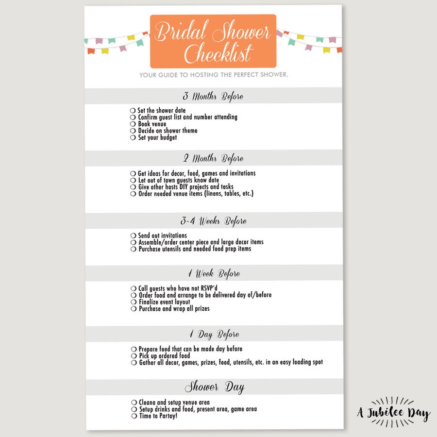 Bridal Shower Checklist A Jubilee Day