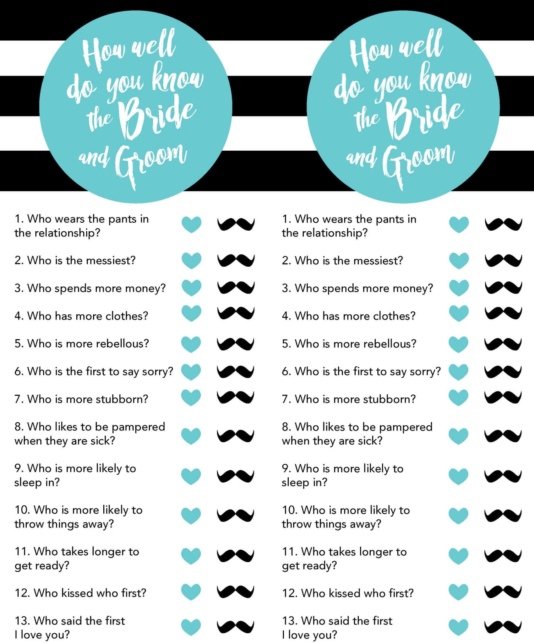 Bridal Shower Games Free Printables Lou Lou Girls