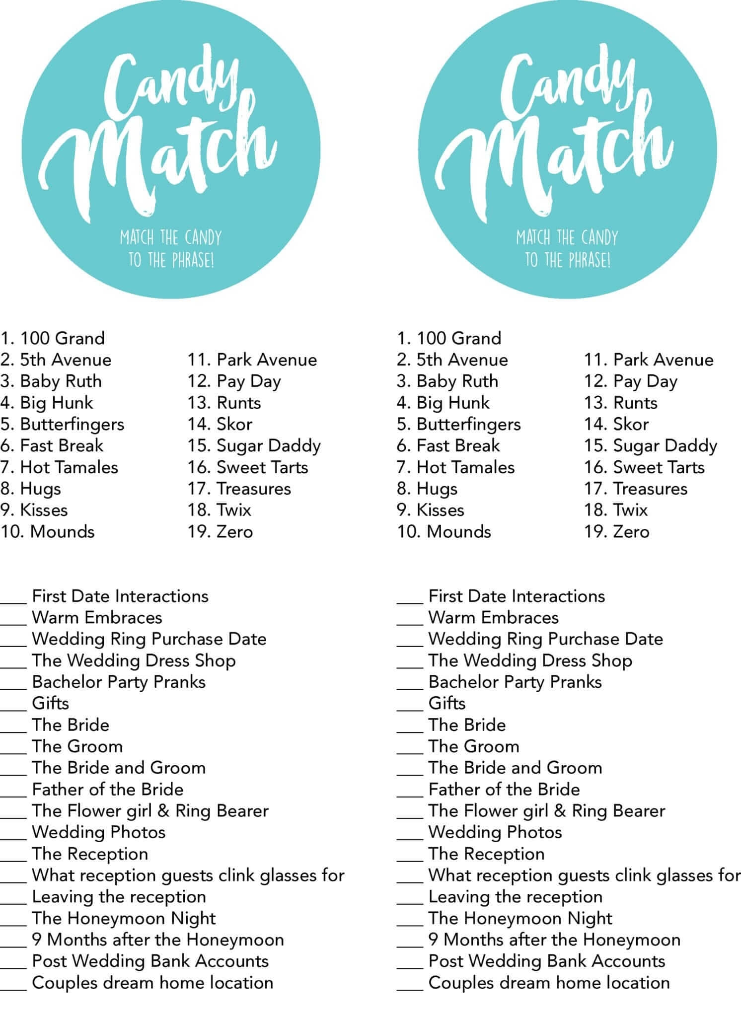 Bridal Shower Games Free Printables Lou Lou Girls