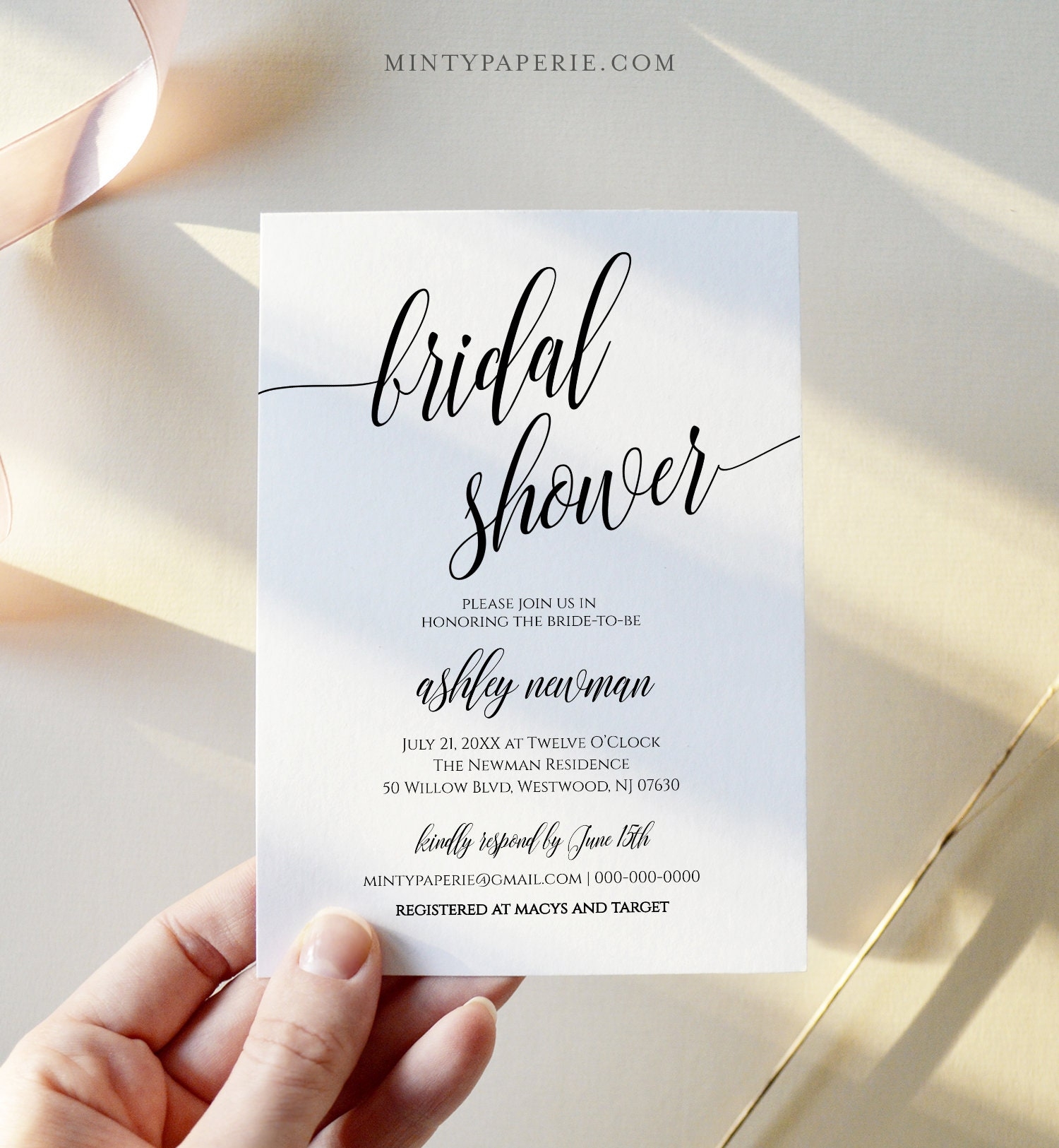Bridal Shower Invitation Printable Wedding Shower Invite Template Minimalist Wedding Instant Download 100 Editable Template 020 112BS