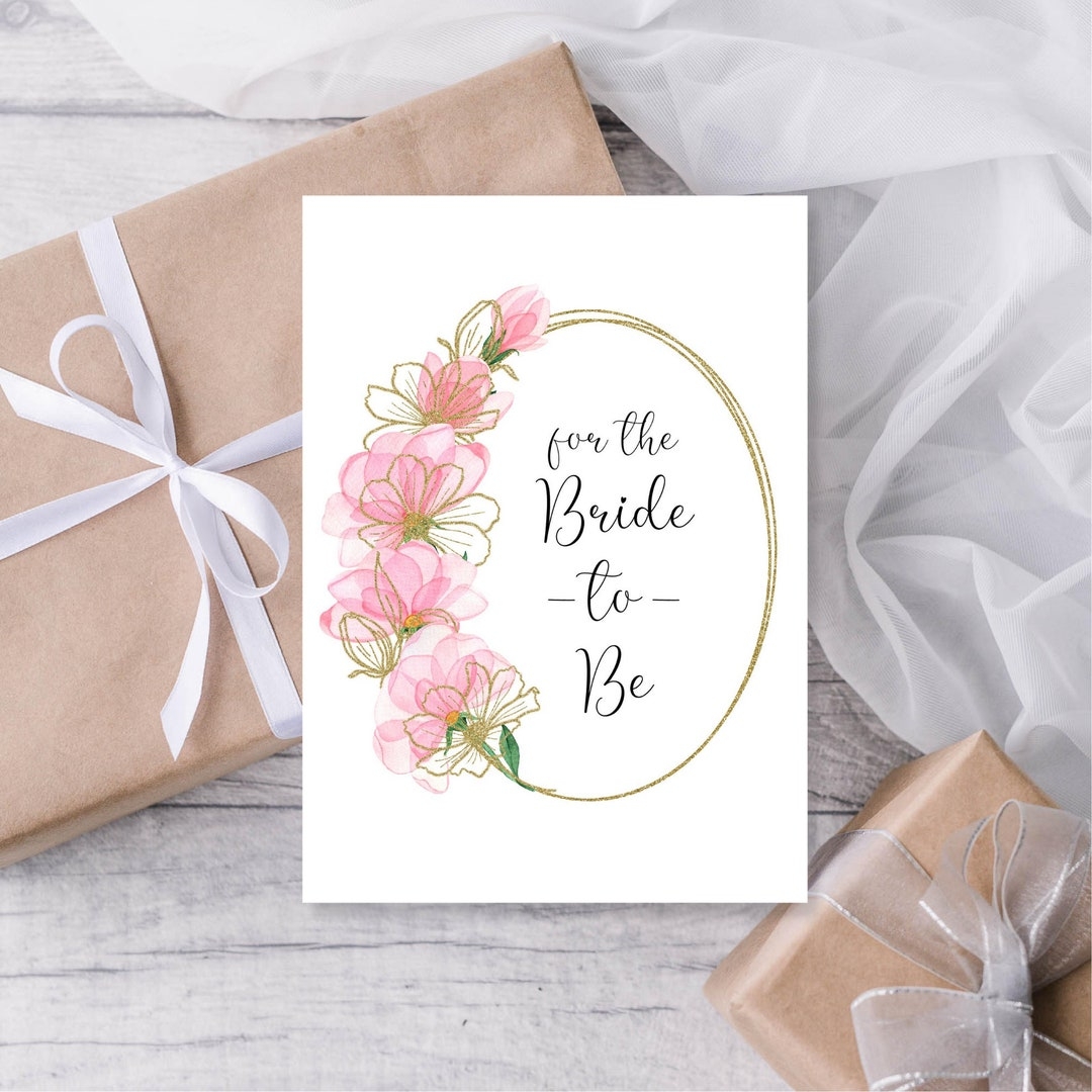 Bride To Be Bridal Shower Card Pink And Gold Wedding Shower Bride Card 