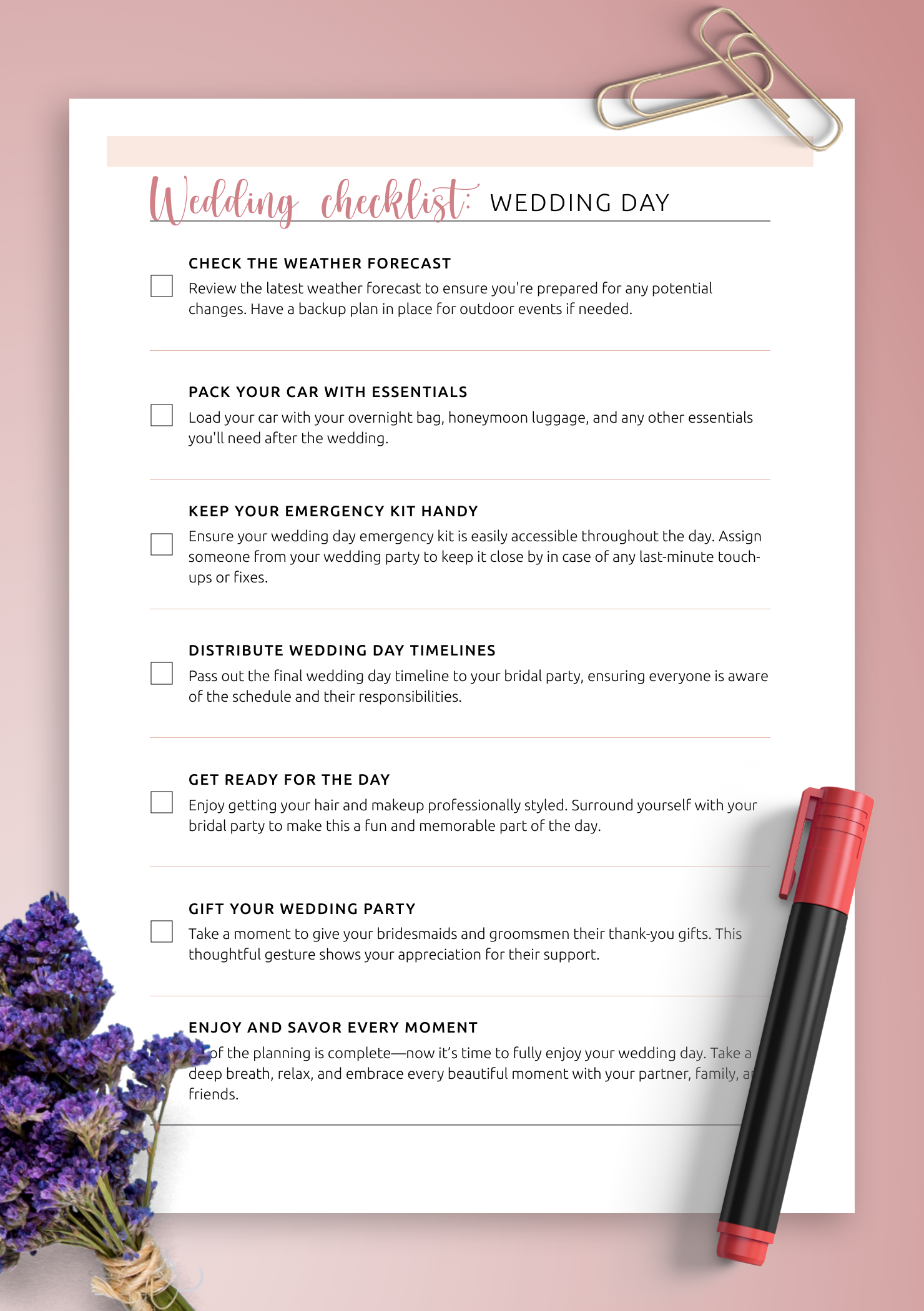 Bride Wedding Day Checklist Template The Ultimate Wedding Checklist