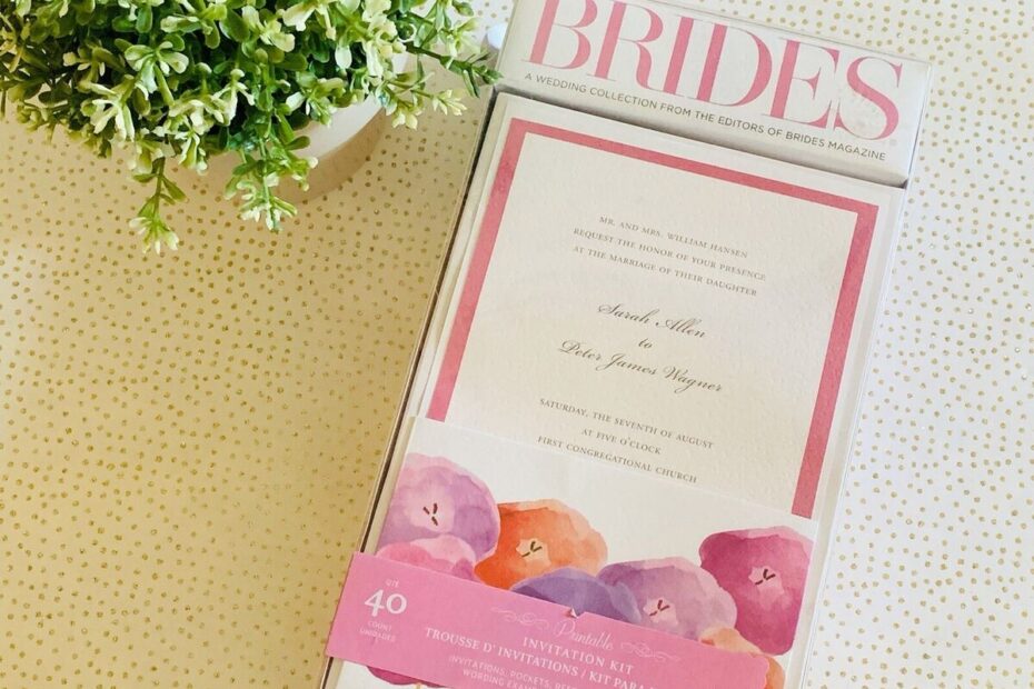 Brides Printable Wedding Invitation Kit Watercolor Flowers 40 Count NIB