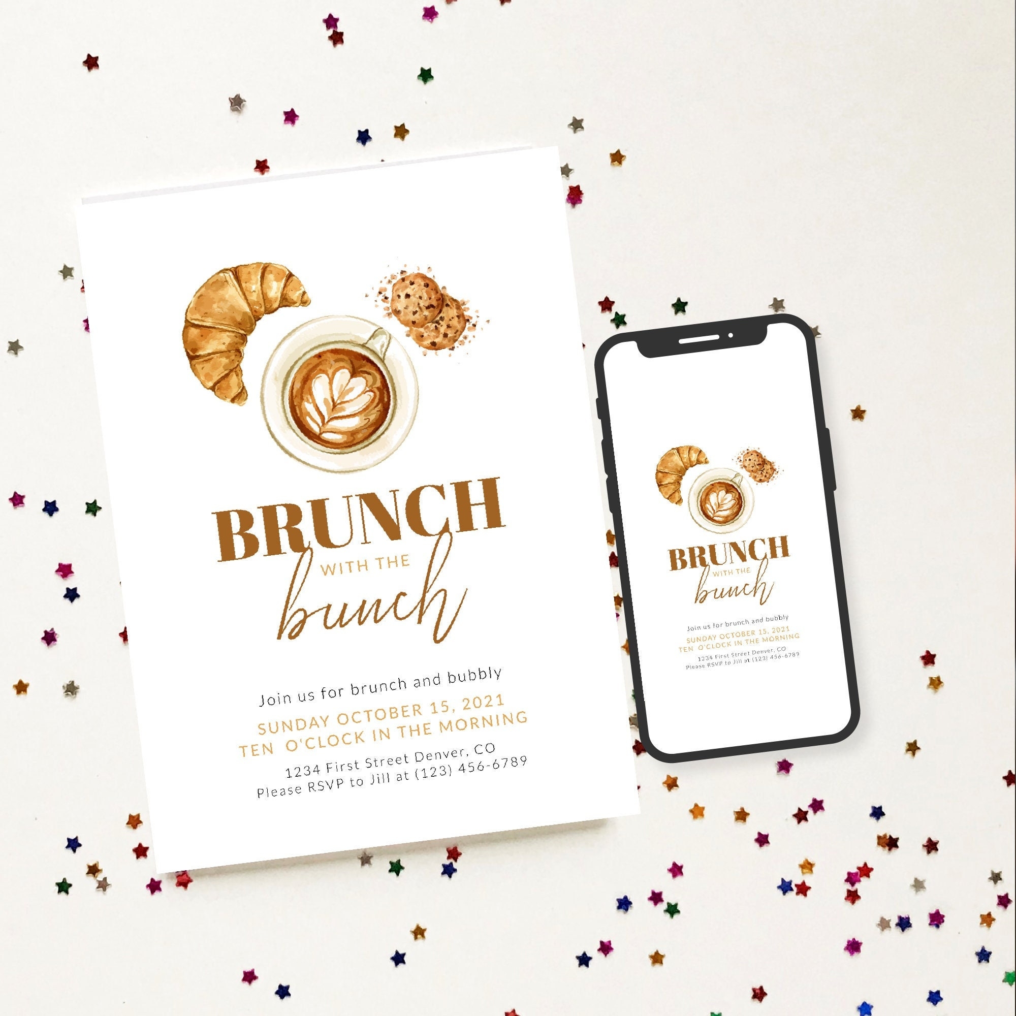 Brunch For The Bunch Editable Brunch Party Invitation Template 