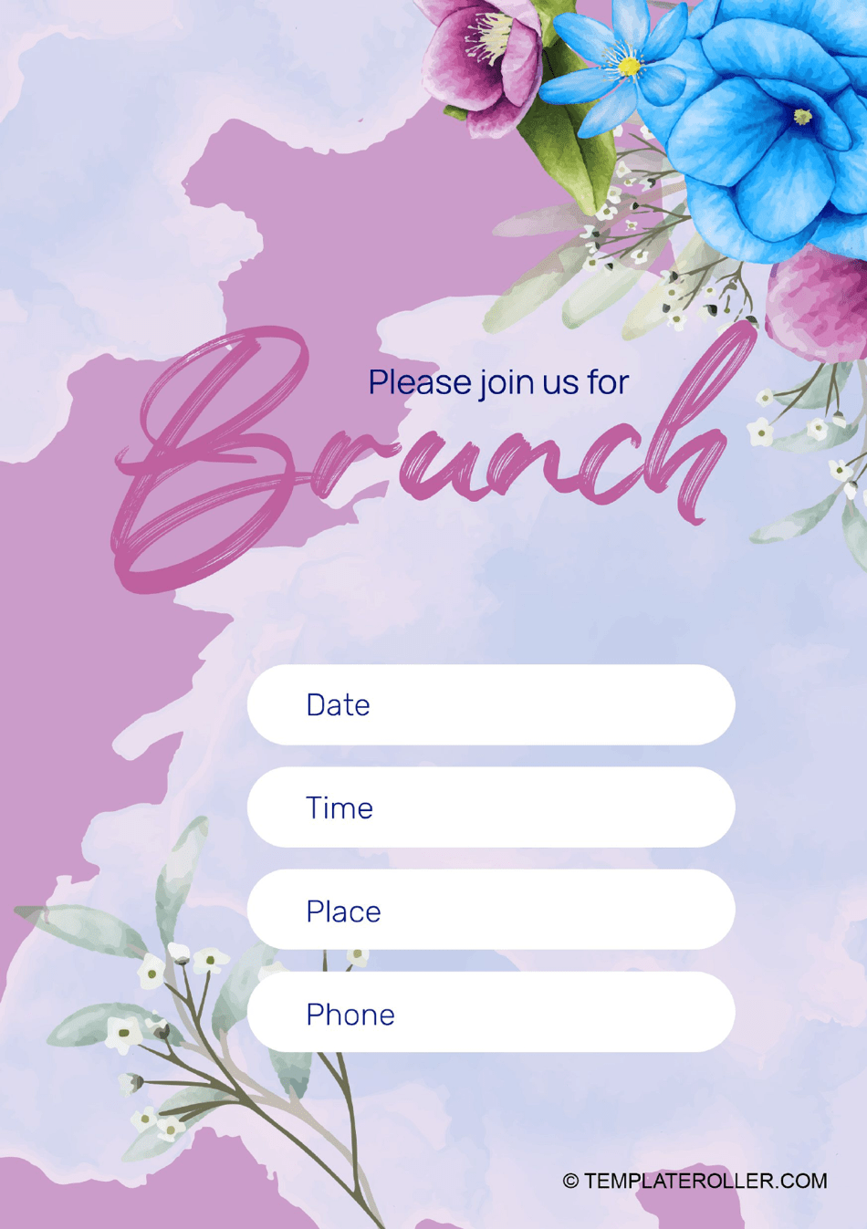 Brunch Invitation Template Violet Download Printable PDF Templateroller