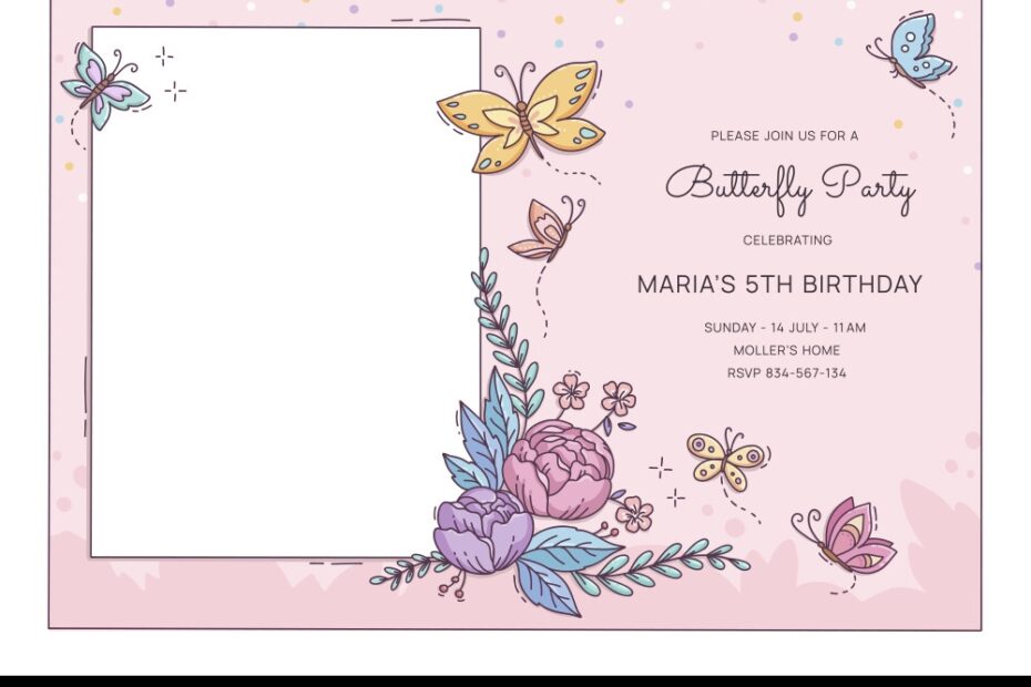 Butterfly Birthday Invitation Royalty Free Vector Image