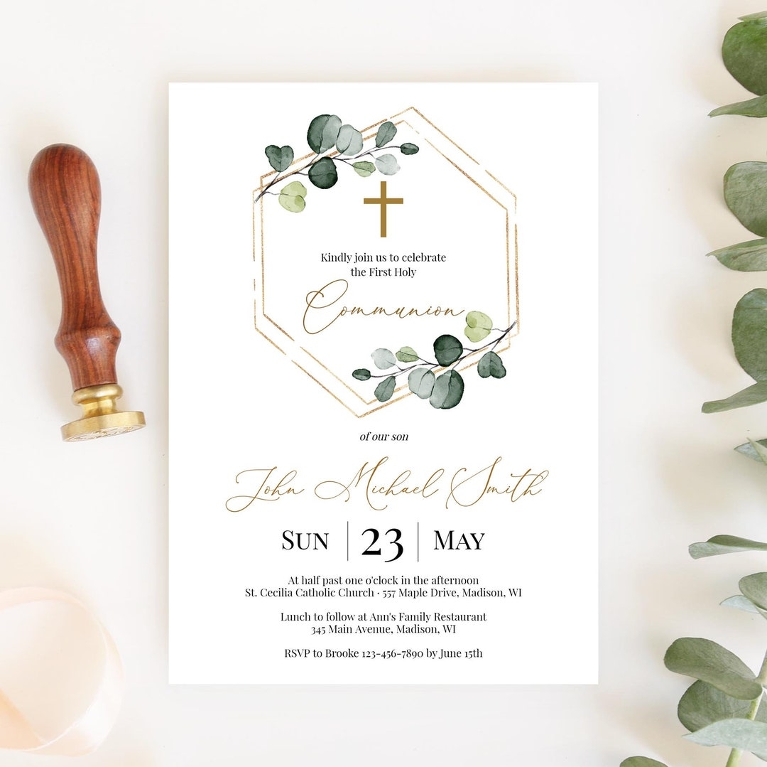 Buy First Communion Invitation Template Instant Download Printable First Holy Communion Invitation Boy Editable Invitation Templett C22 Online In 
