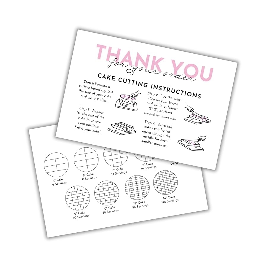 Cake Cutting Guide Instruction Care Cards 30pk 4x6 Round 2x1 Dessert Baker Template Grid Chart Table Board With Measurements Wedding