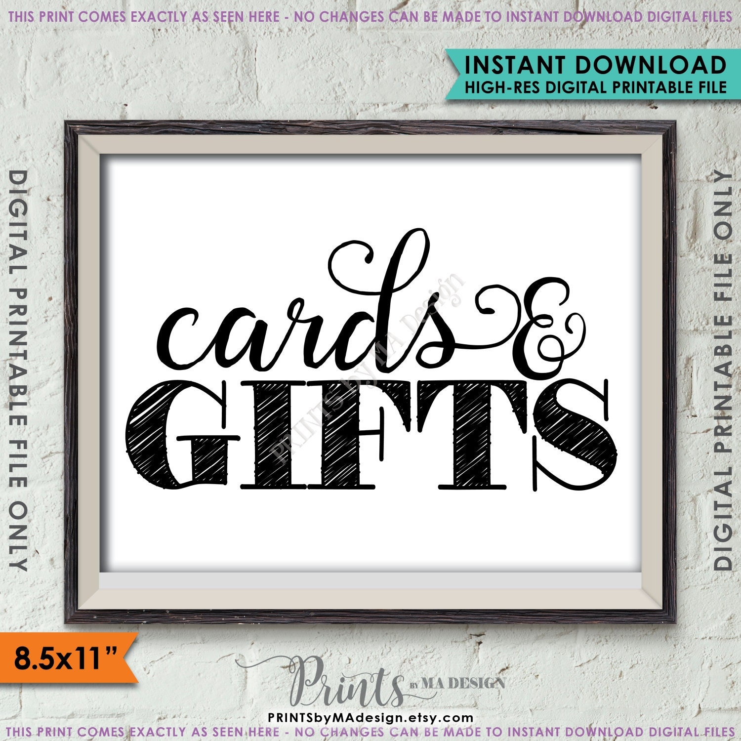 Cards And Gifts Sign Gift Table Sign Celebration Wedding Shower 