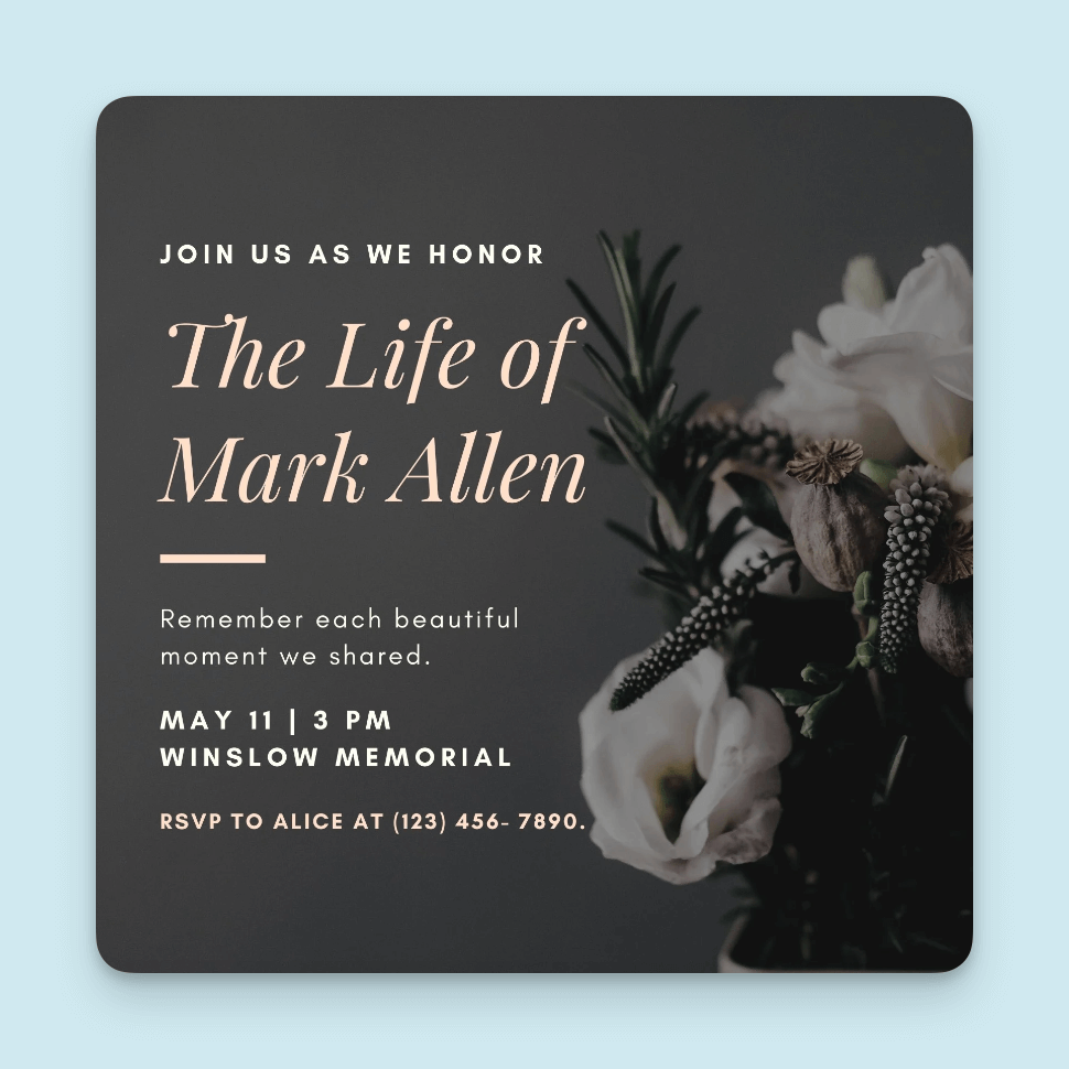 Celebration Of Life Invitations 12 Free Templates To Choose From