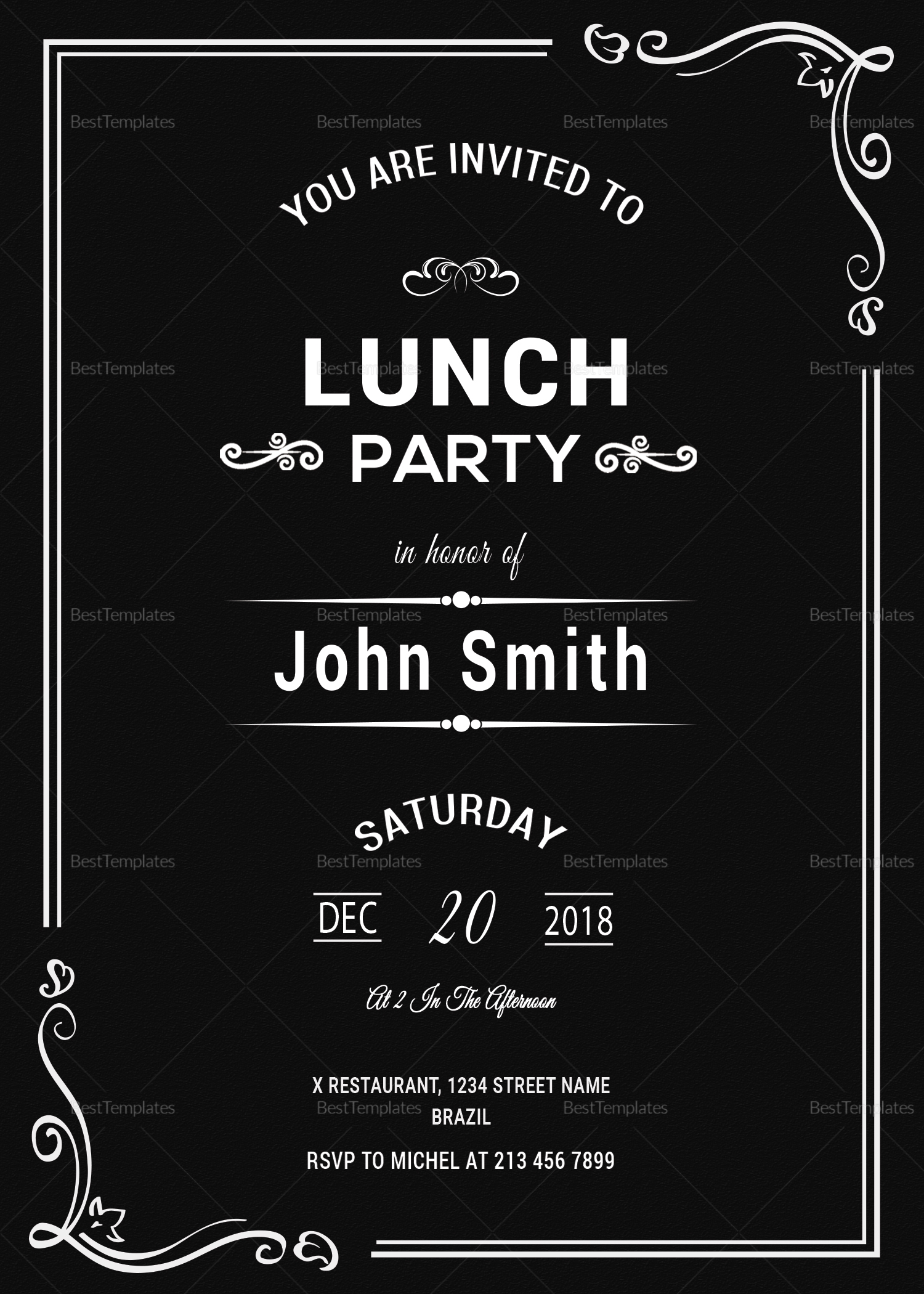 Chalkboard Rehearsal Lunch Invitation Design Template In PSD Word Publisher