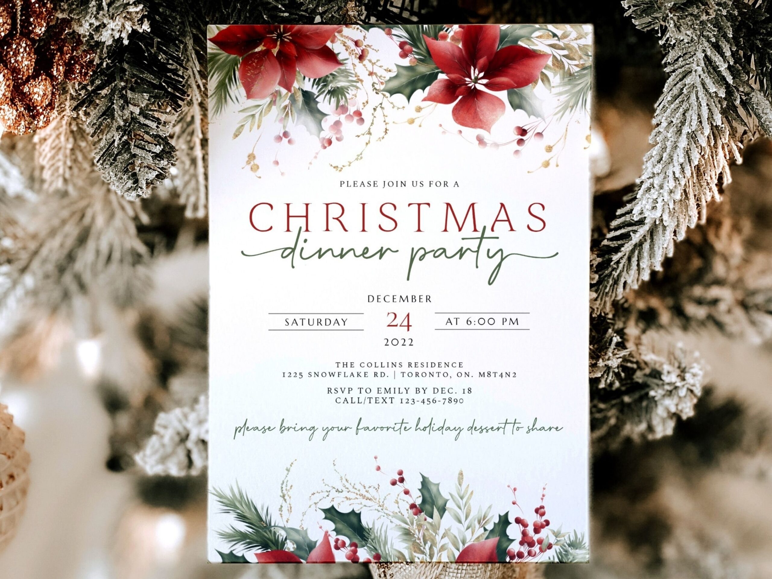 Christmas Dinner Party Invitation Template Christmas Party Printable Invite Holiday Party Evite Editable Christmas Dinner Invite Download Etsy