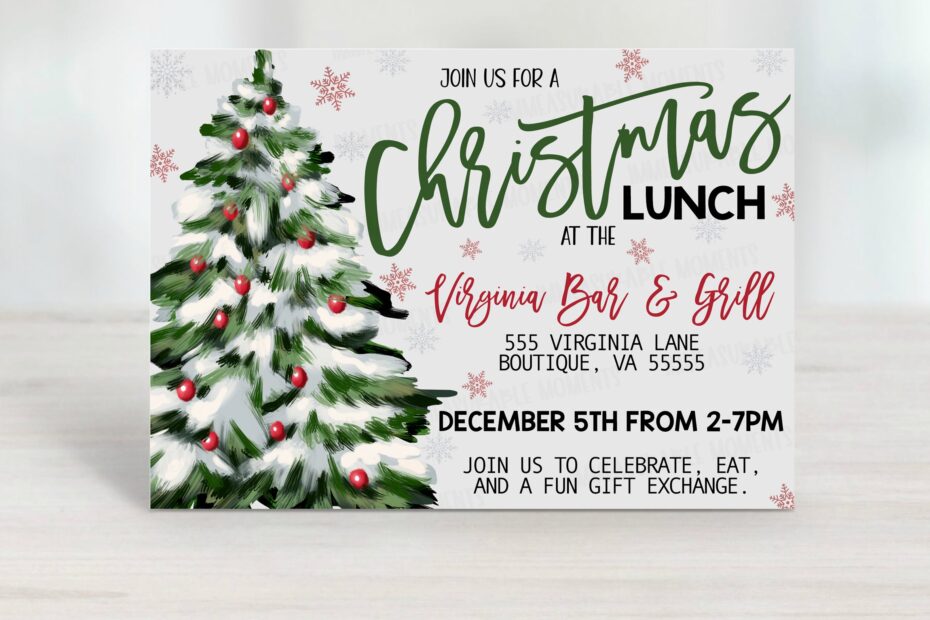 Christmas Lunch Invitation Card Employee Business Work Fall