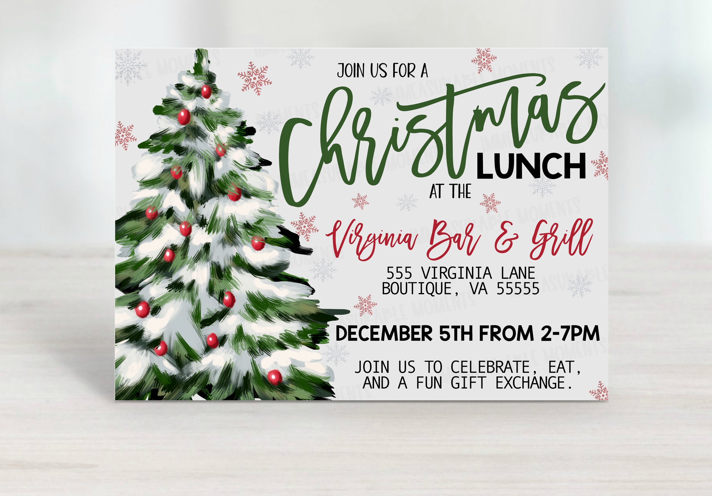 Christmas Lunch Invitation Card Employee Business Work Fall 