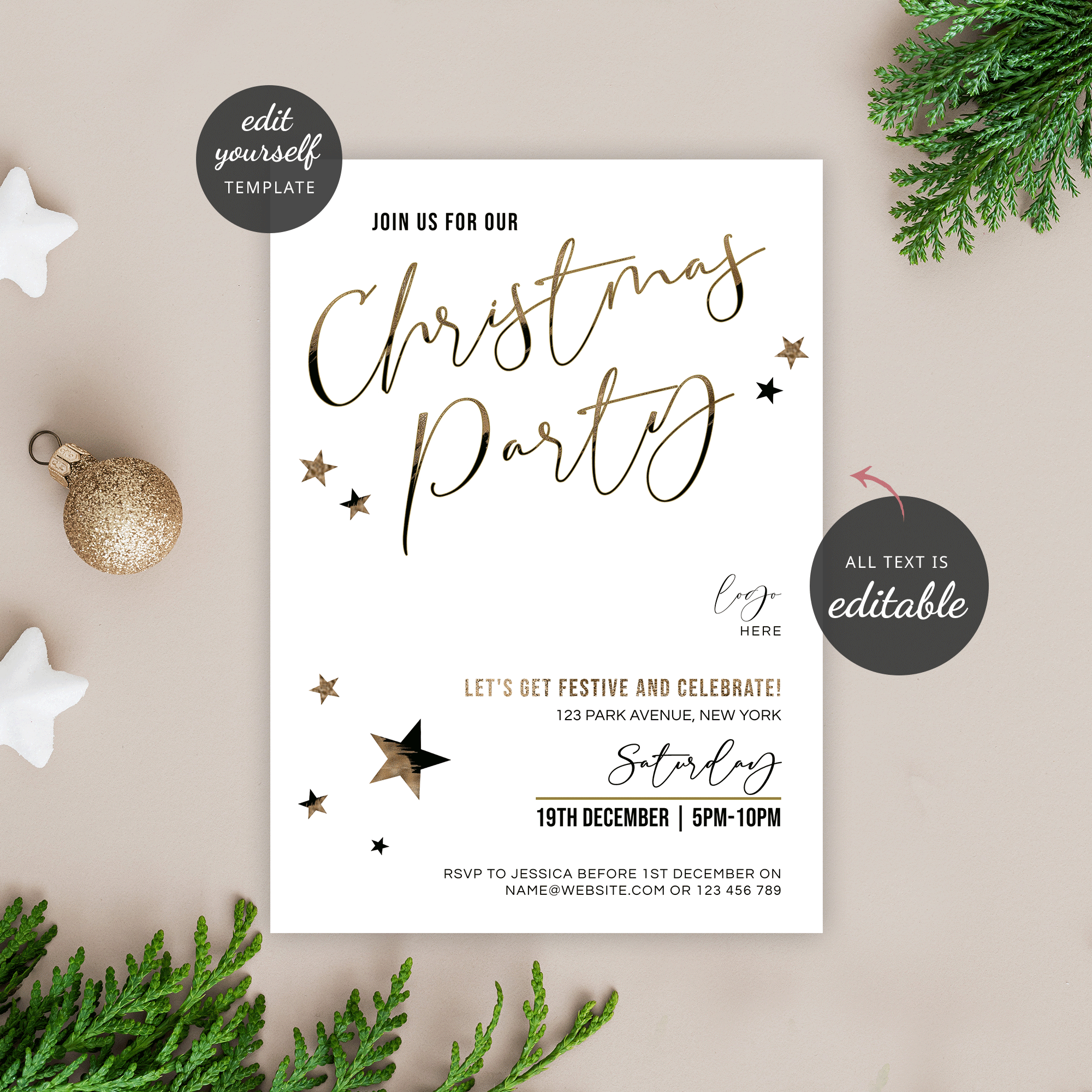 Christmas Party Invitation Template DIY Holiday Party Invitations