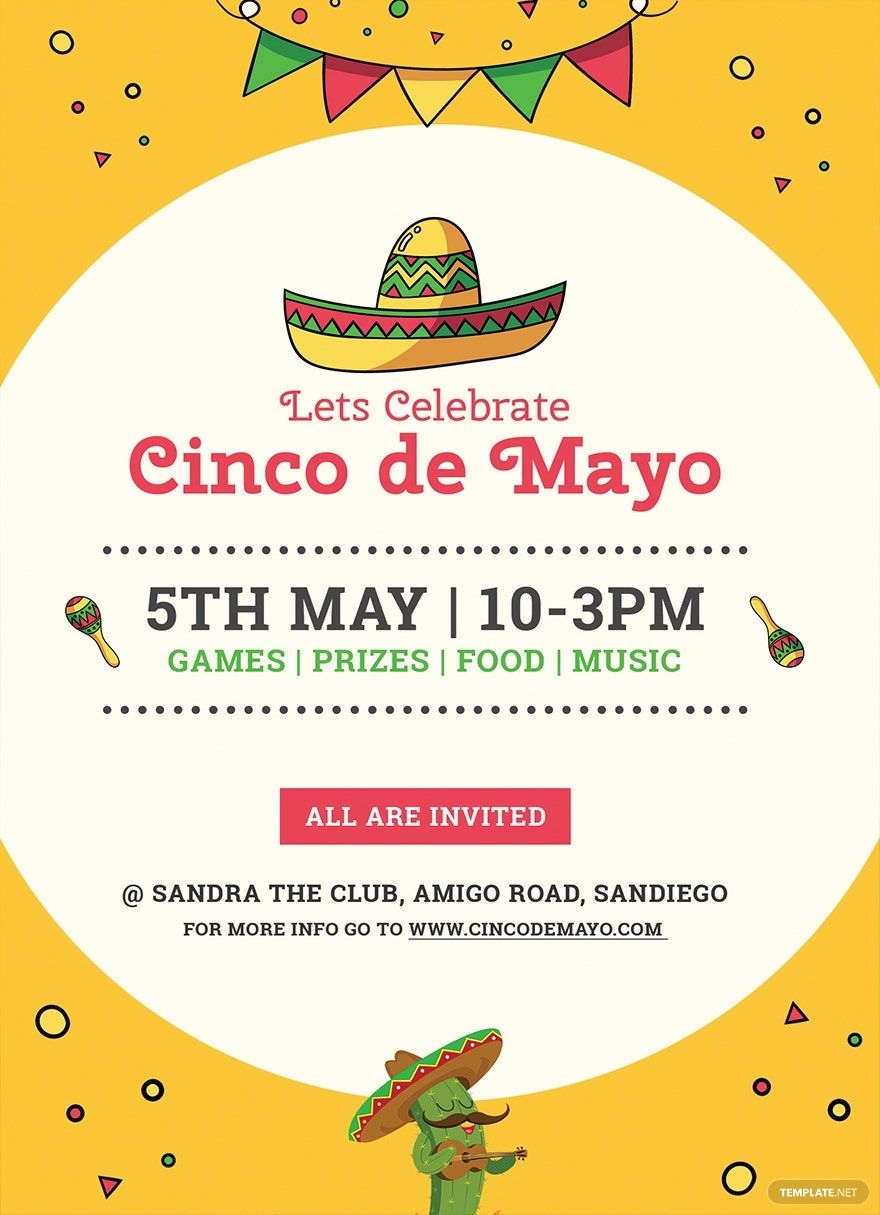 Cinco De Mayo Day Invitation Template In Word Pages PSD Publisher Download Template