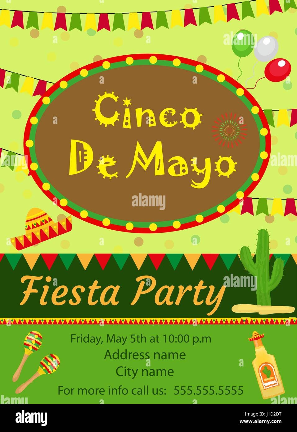 Cinco De Mayo Invitation Template Flyer Mexican Holiday Postcard Vector Illustration Stock Vector Image U0026 Art Alamy