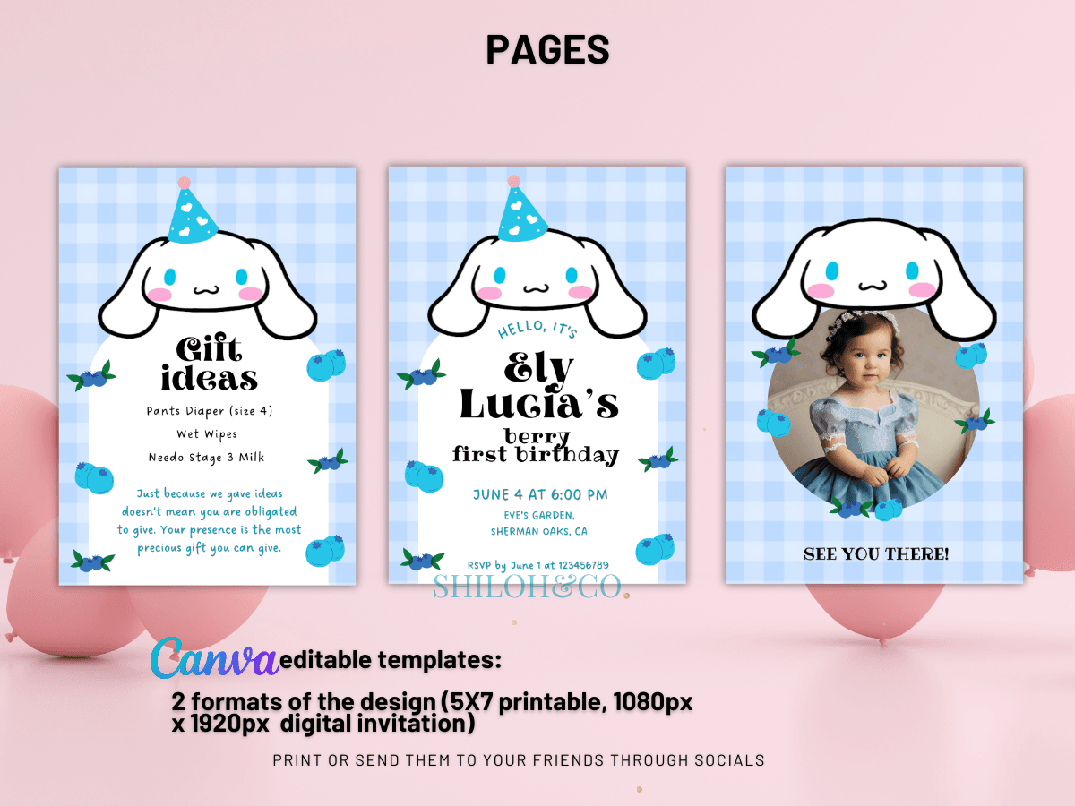 Cinnamoroll Birthday Invitation Template Editable In Canva DIY Digital Invitation Mobile Size 5R By Shilohandcocreative Raket PH