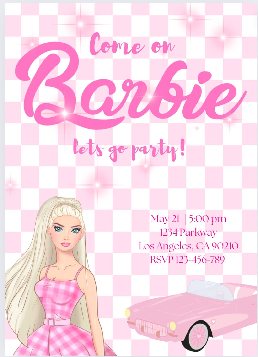 Come On Barbie Let s Go Party Barbie Birthday Invitation Template Download Template Etsy