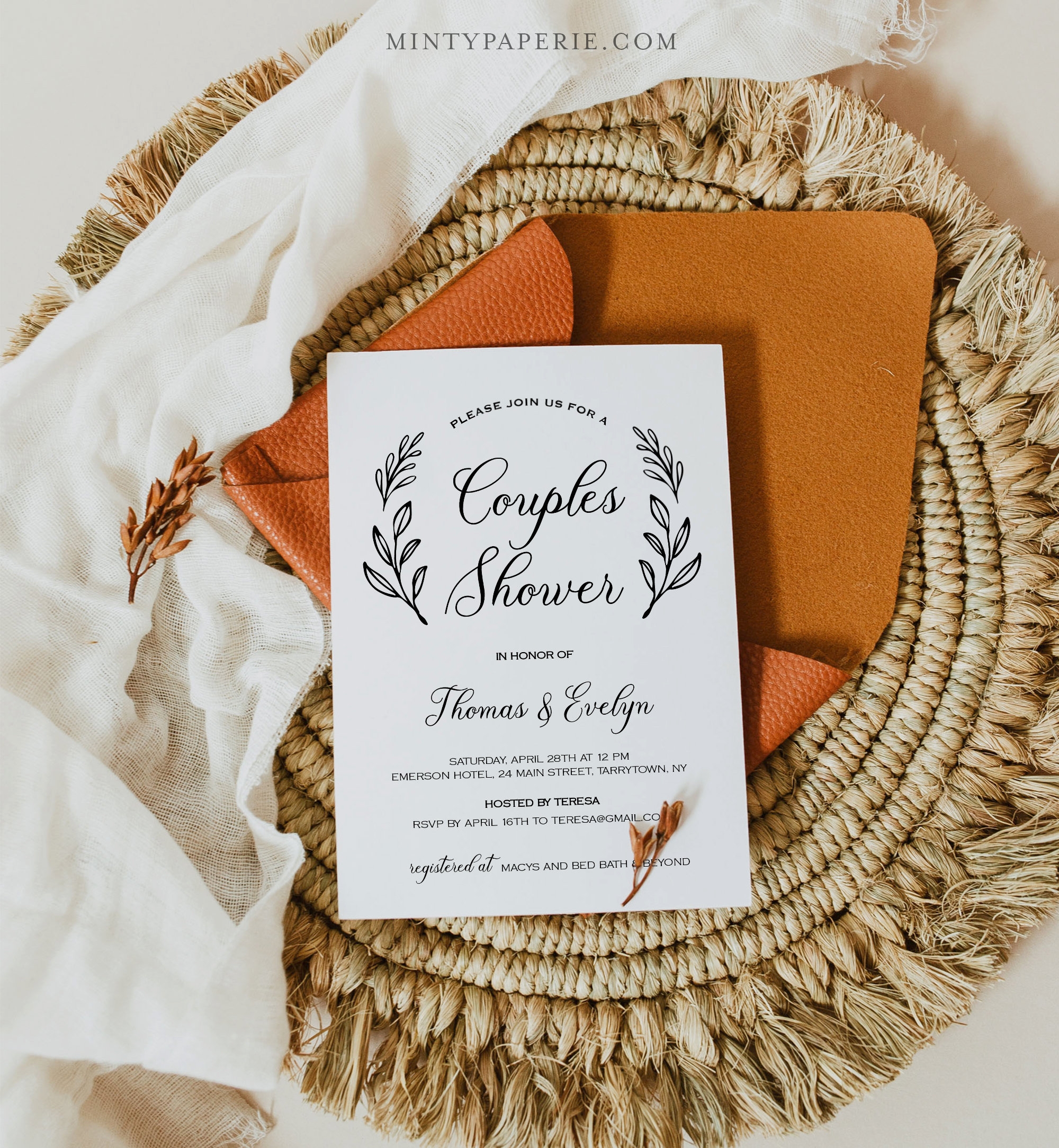 Couples Shower Invitation Template Printable Wedding Shower 