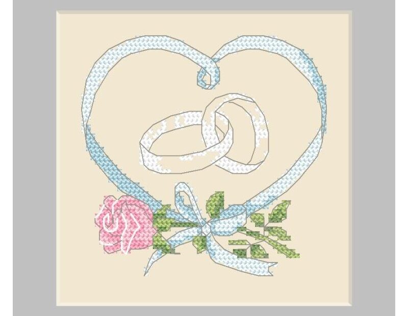 Cross Stitch Pattern PDF Postcard Wedding Rings Form Category
